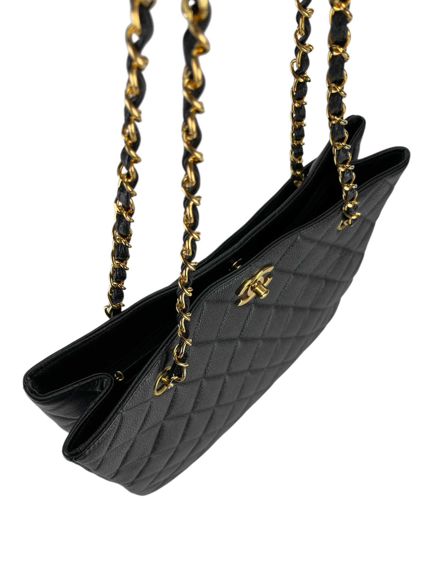 CHANEL - Black Cavair Classic CC Shopping leather handbag