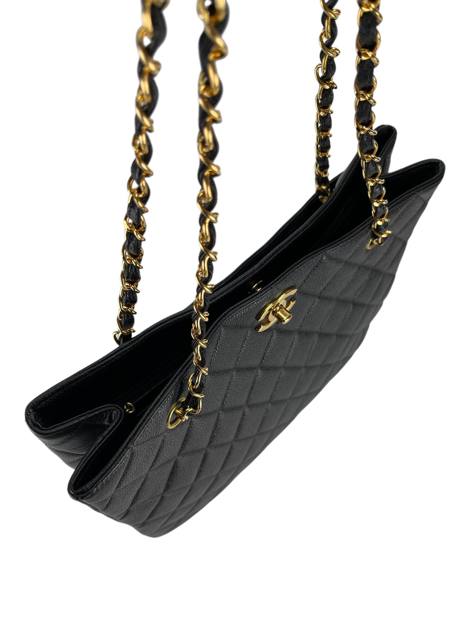 CHANEL - Black Cavair Classic CC Shopping leather handbag