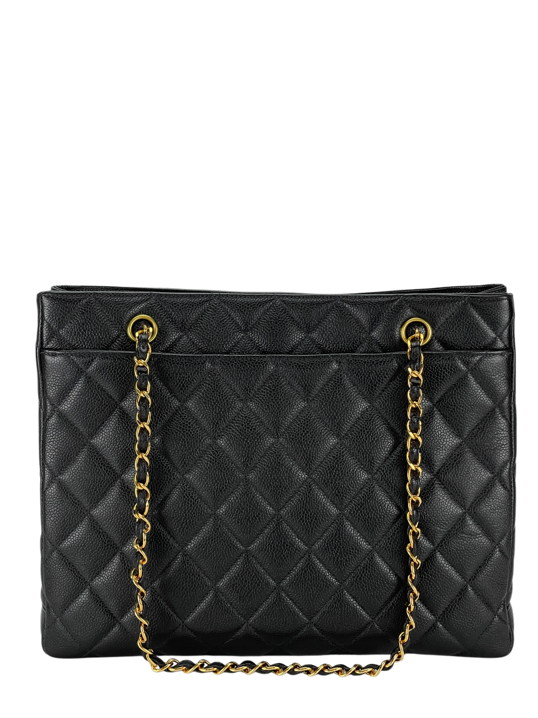 CHANEL - Black Cavair Classic CC Shopping leather handbag