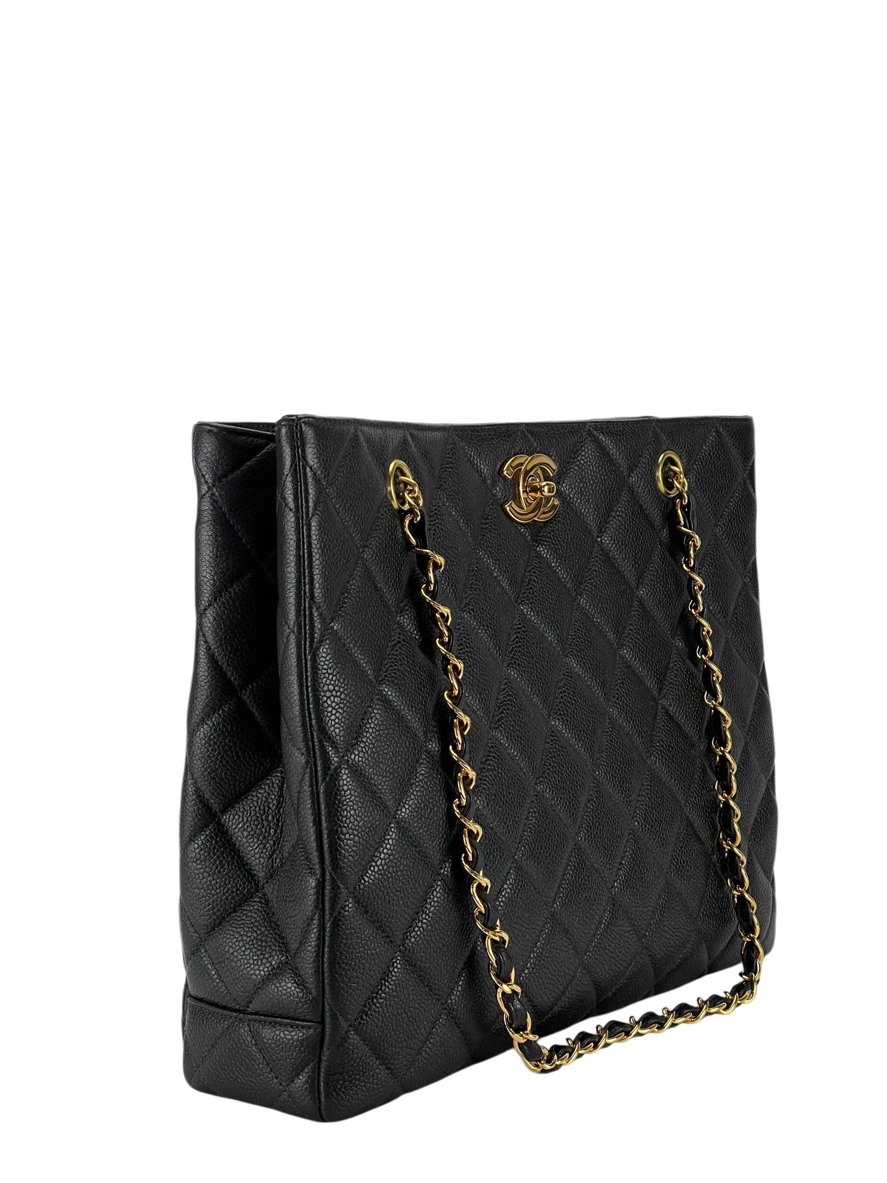 CHANEL - Black Cavair Classic CC Shopping leather handbag