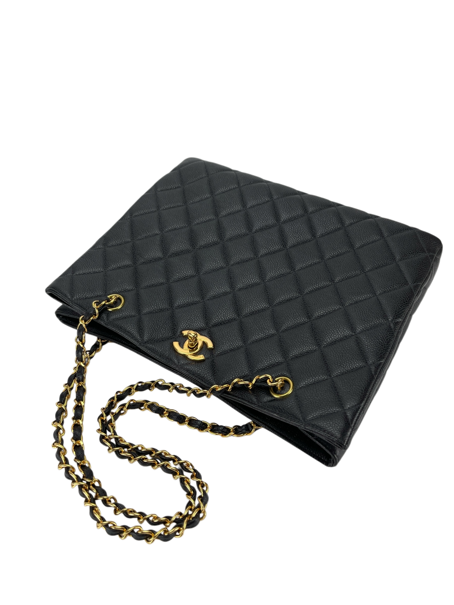 CHANEL - Black Cavair Classic CC Shopping leather handbag