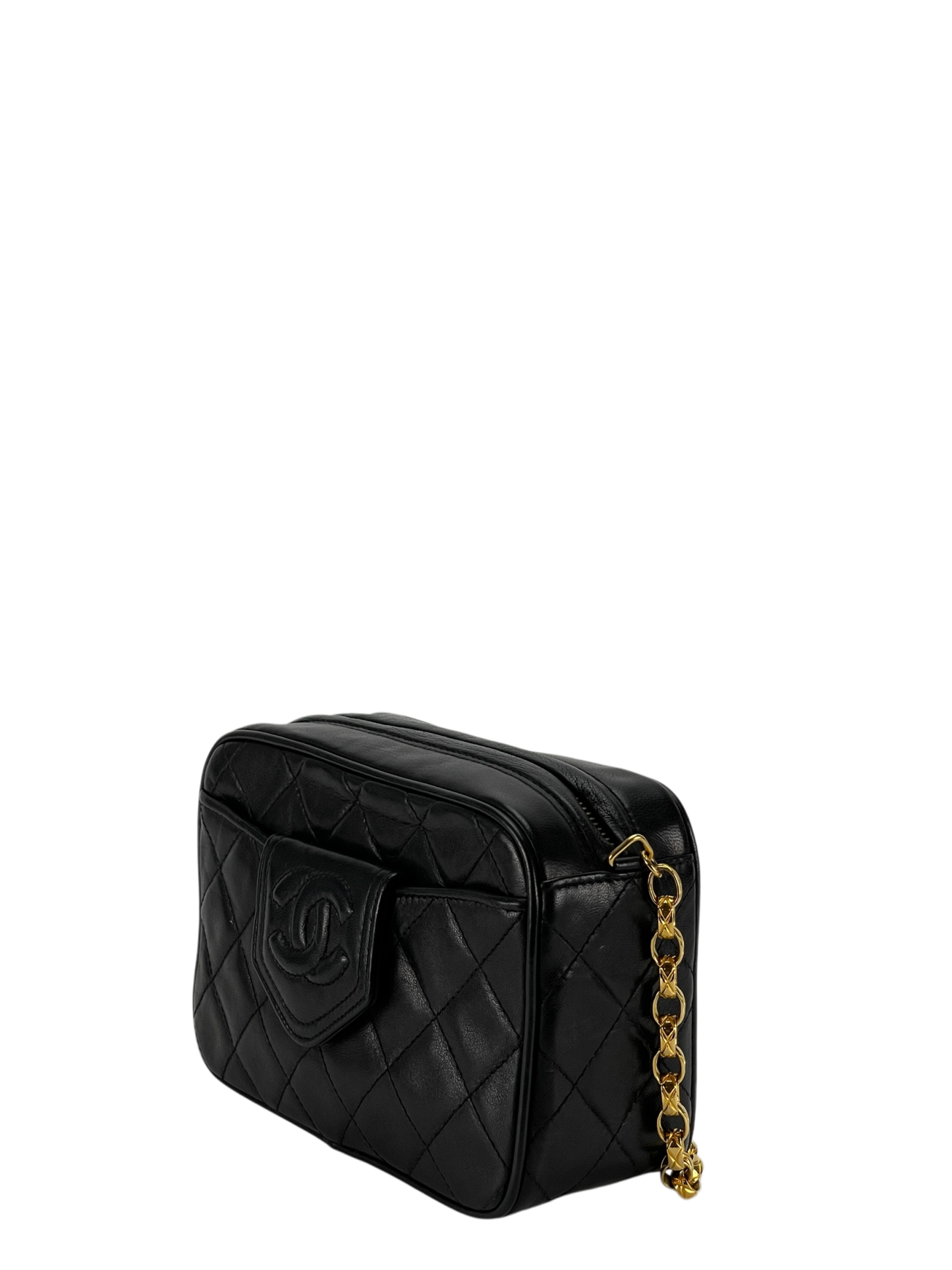 CHANEL - Black Lambskin Tassel Mini Chain Shoulder Camera Bag
