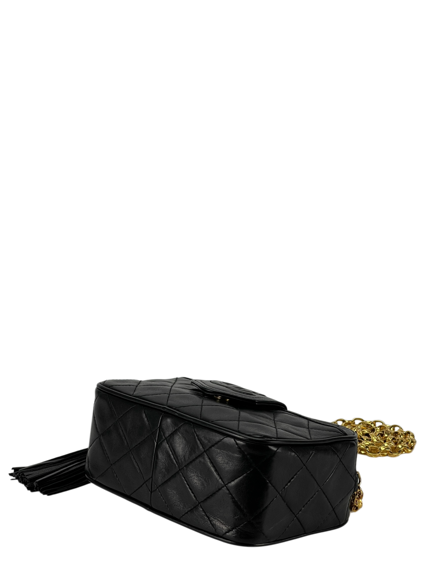 CHANEL - Black Lambskin Tassel Mini Chain Shoulder Camera Bag