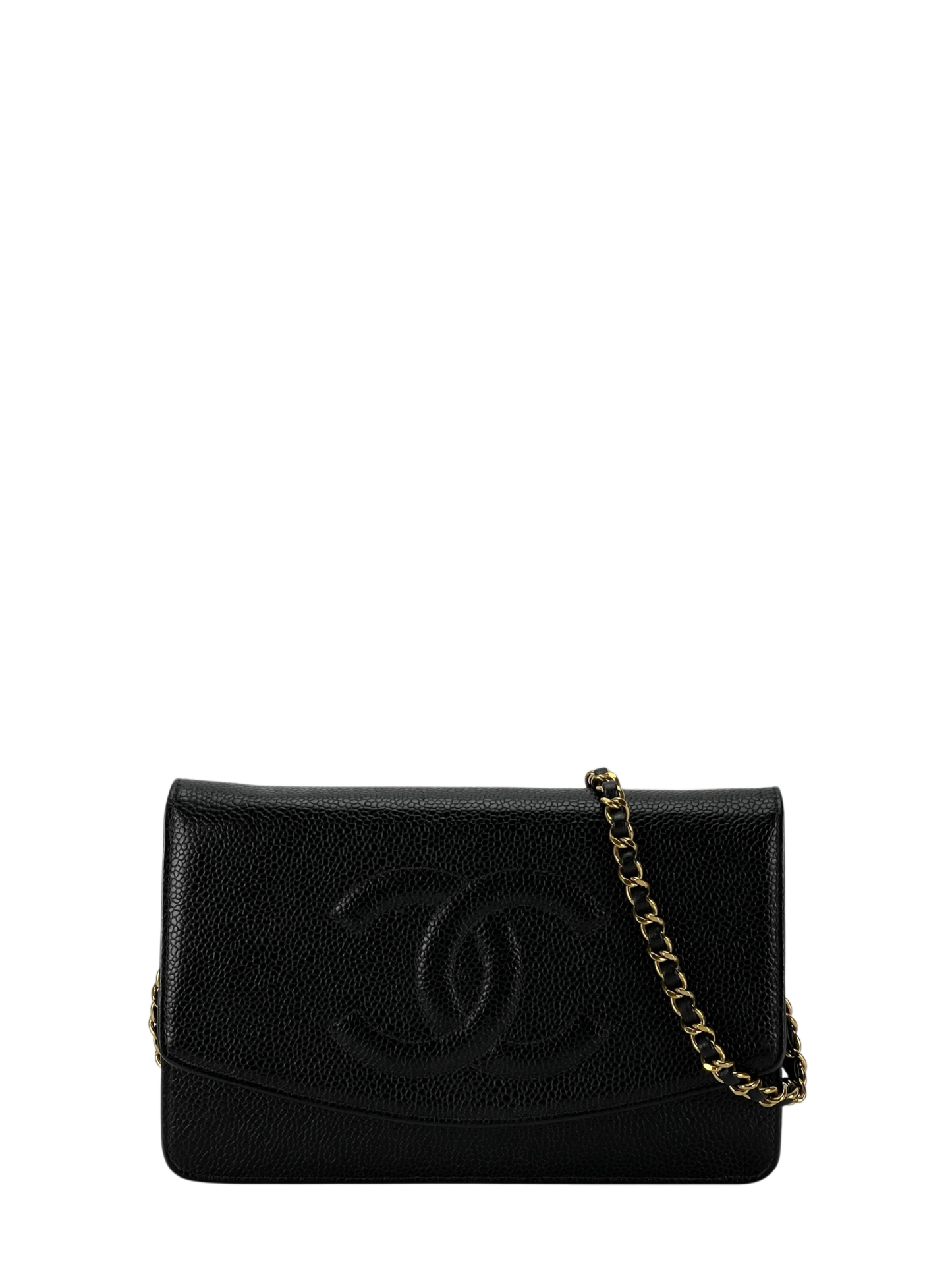 CHANEL - Black Caviar Leather WOC Chain Clutch Bag