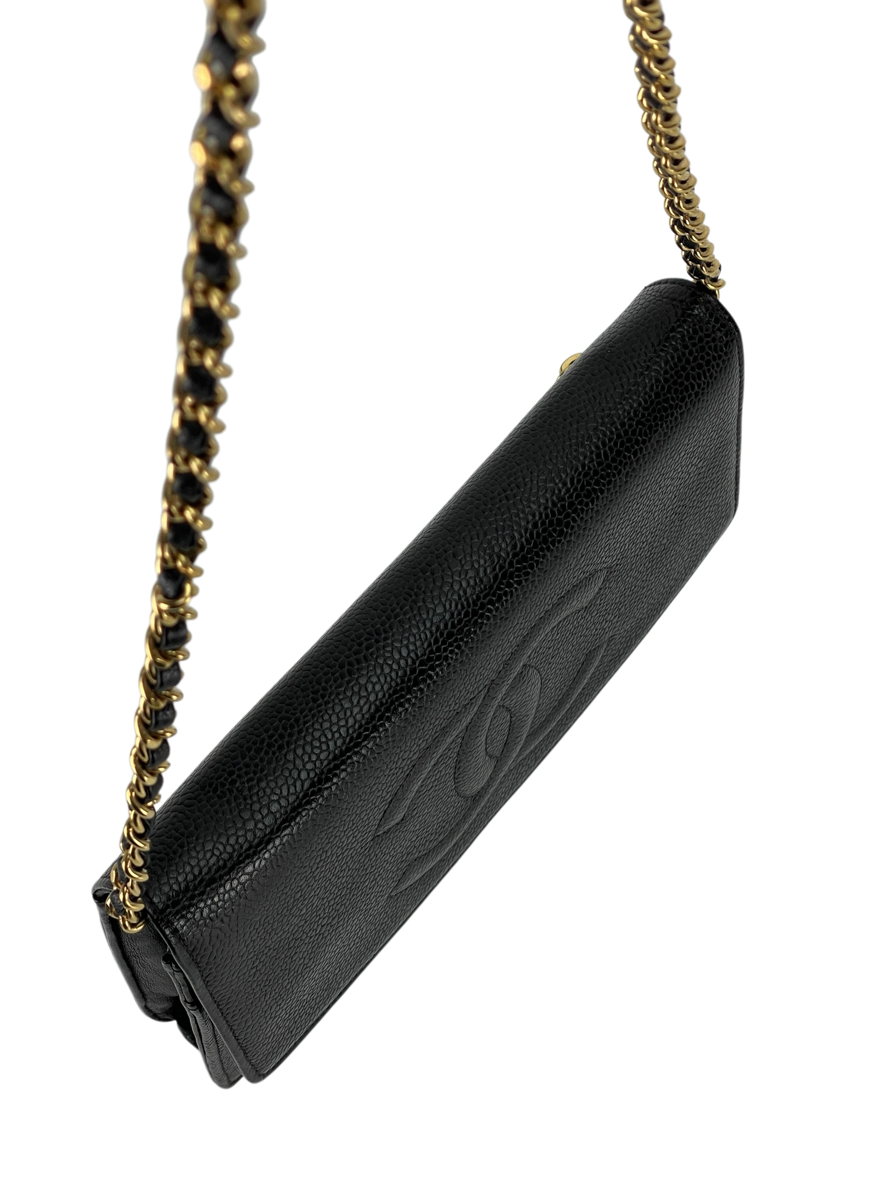 CHANEL - Black Caviar Leather WOC Chain Clutch Bag