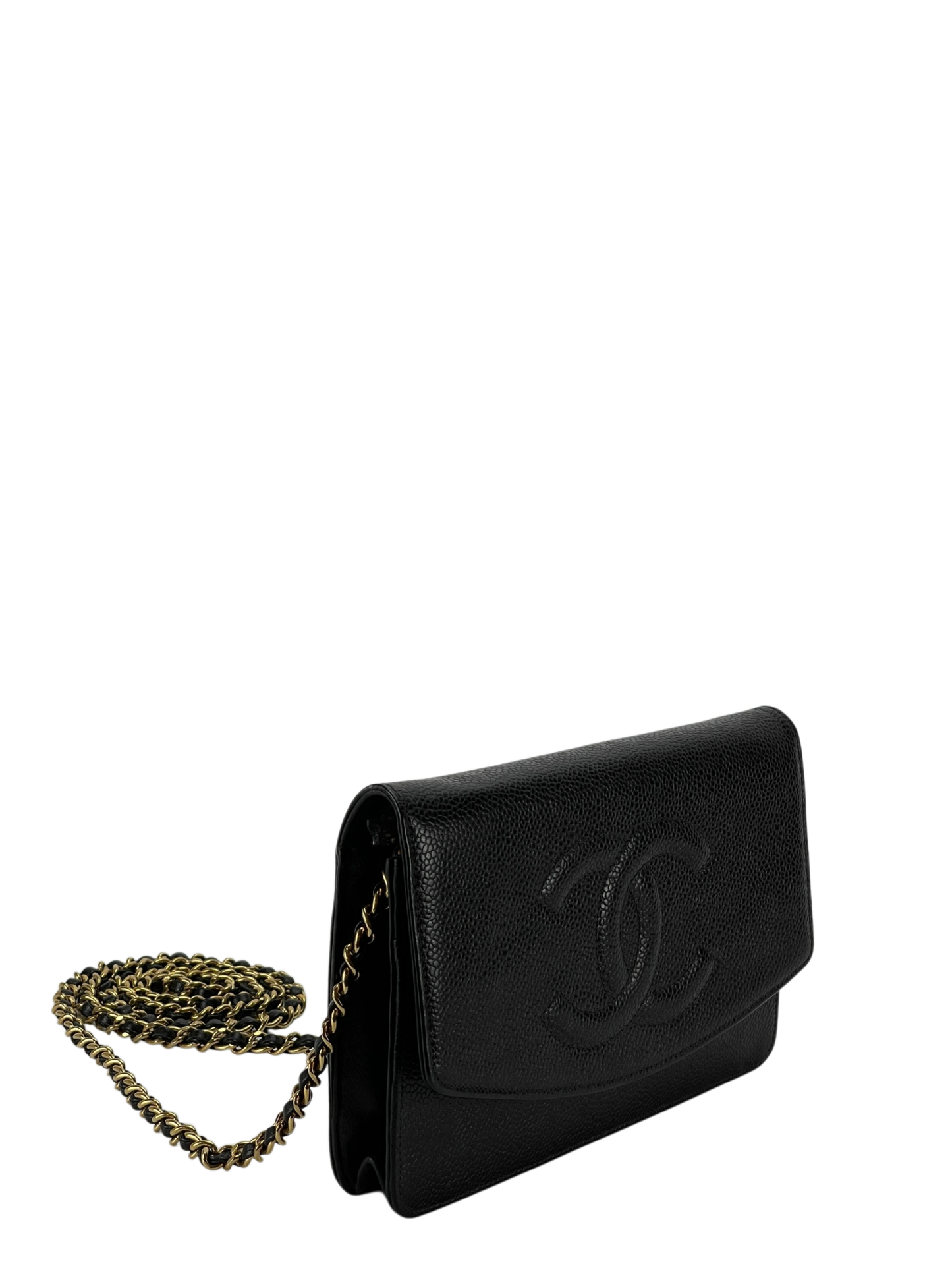 CHANEL - Black Caviar Leather WOC Chain Clutch Bag