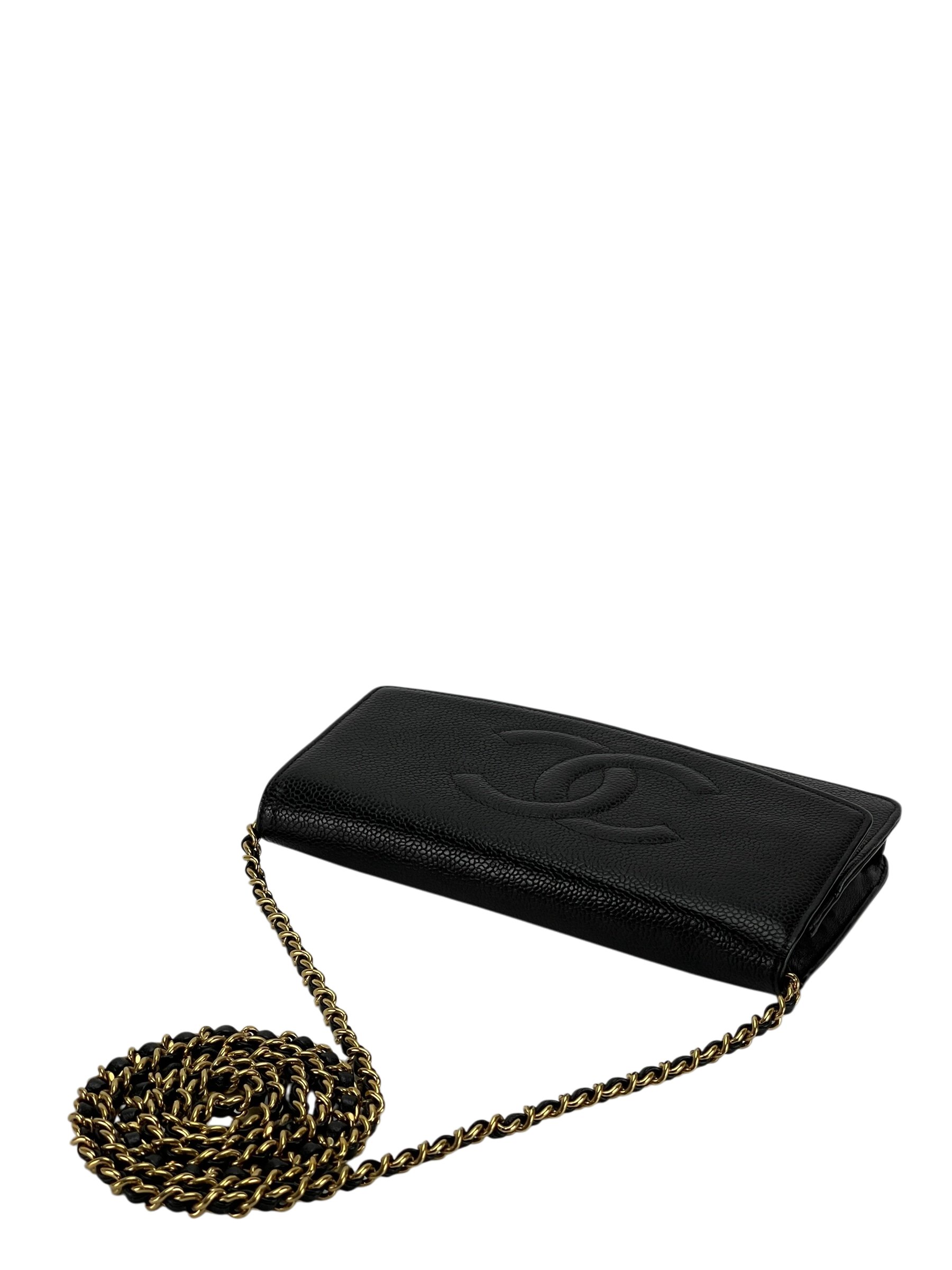 CHANEL - Black Caviar Leather WOC Chain Clutch Bag