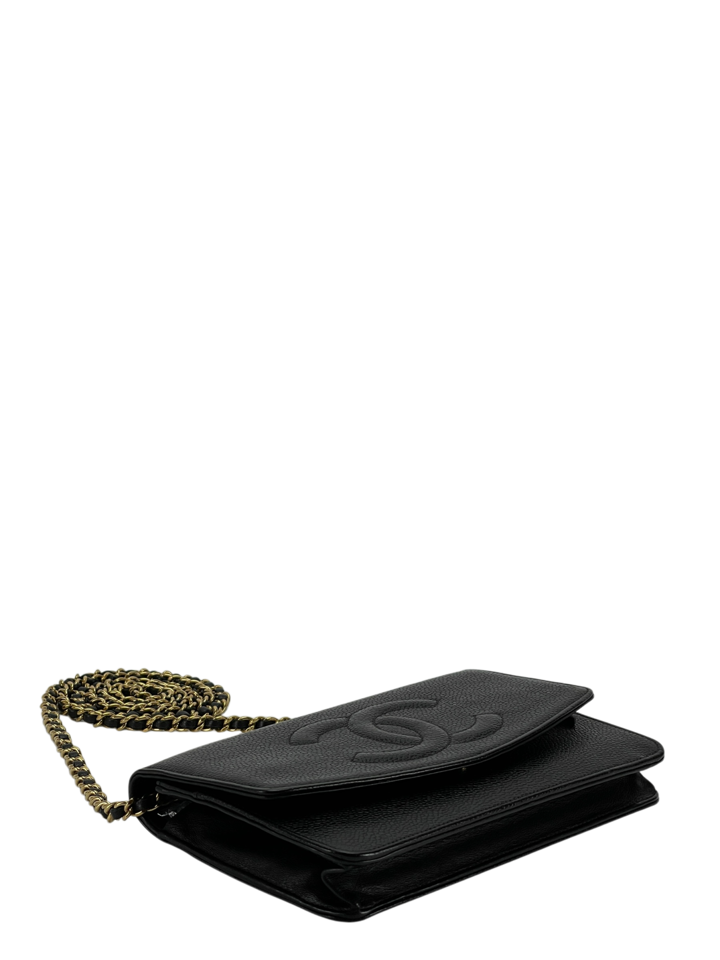 CHANEL - Black Caviar Leather WOC Chain Clutch Bag