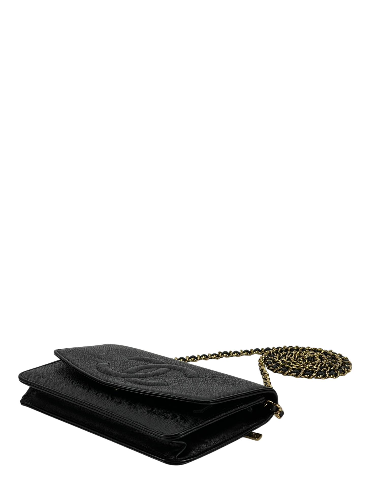 CHANEL - Black Caviar Leather WOC Chain Clutch Bag