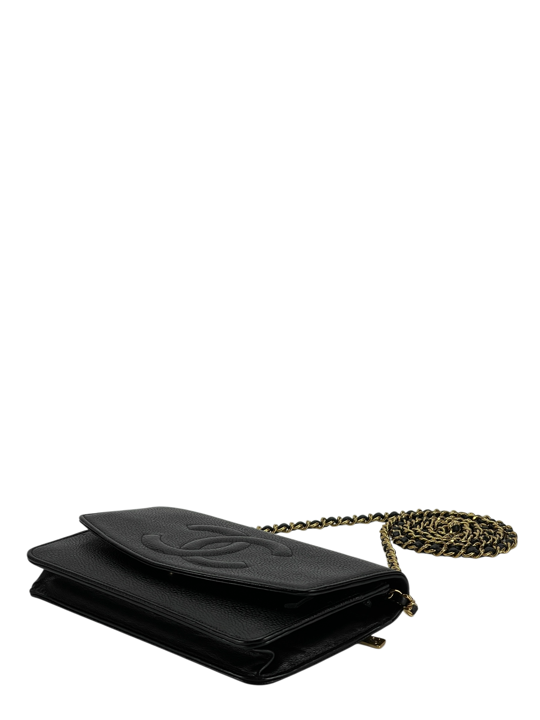 CHANEL - Black Caviar Leather WOC Chain Clutch Bag
