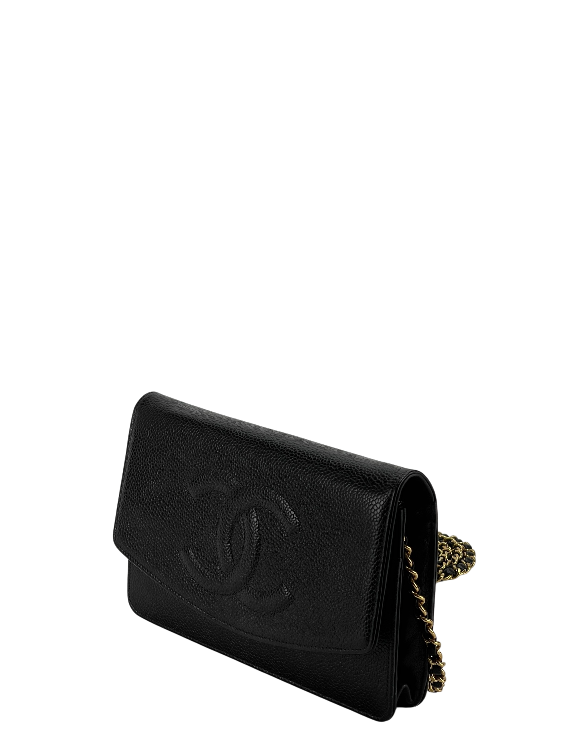 CHANEL - Black Caviar Leather WOC Chain Clutch Bag