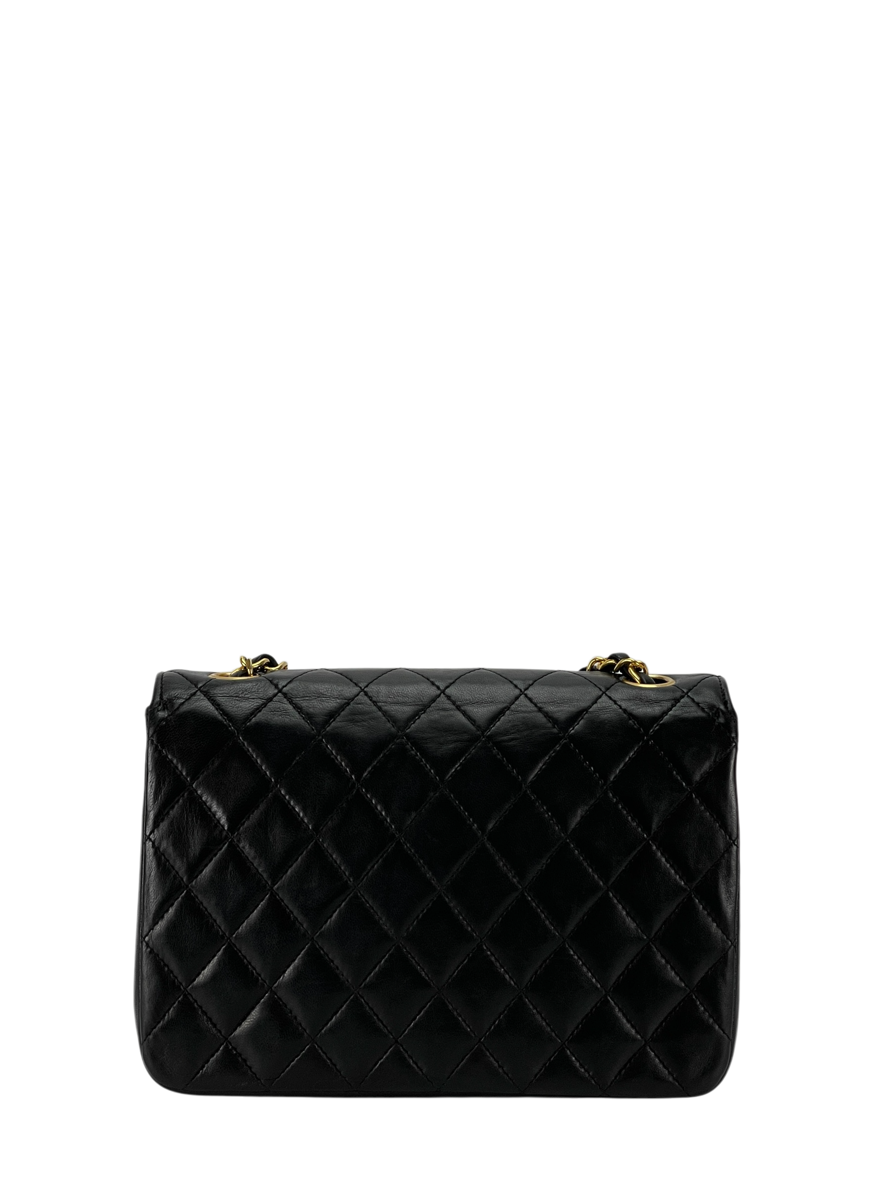 CHANEL - Black Lambskin Matelasse Coco Mark Turnlock Shoulder Bag 