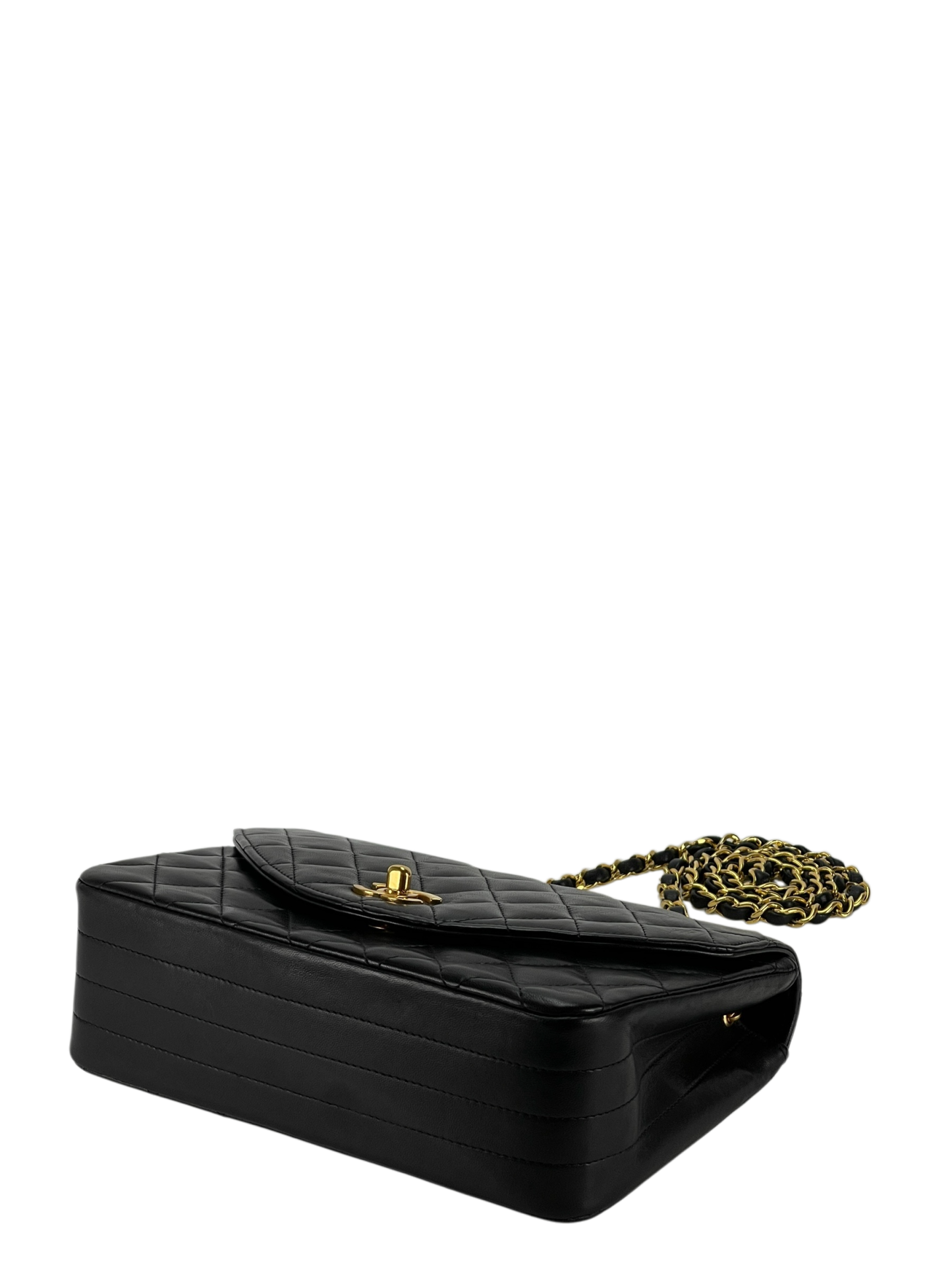 CHANEL - Black Lambskin Matelasse Coco Mark Turnlock Shoulder Bag