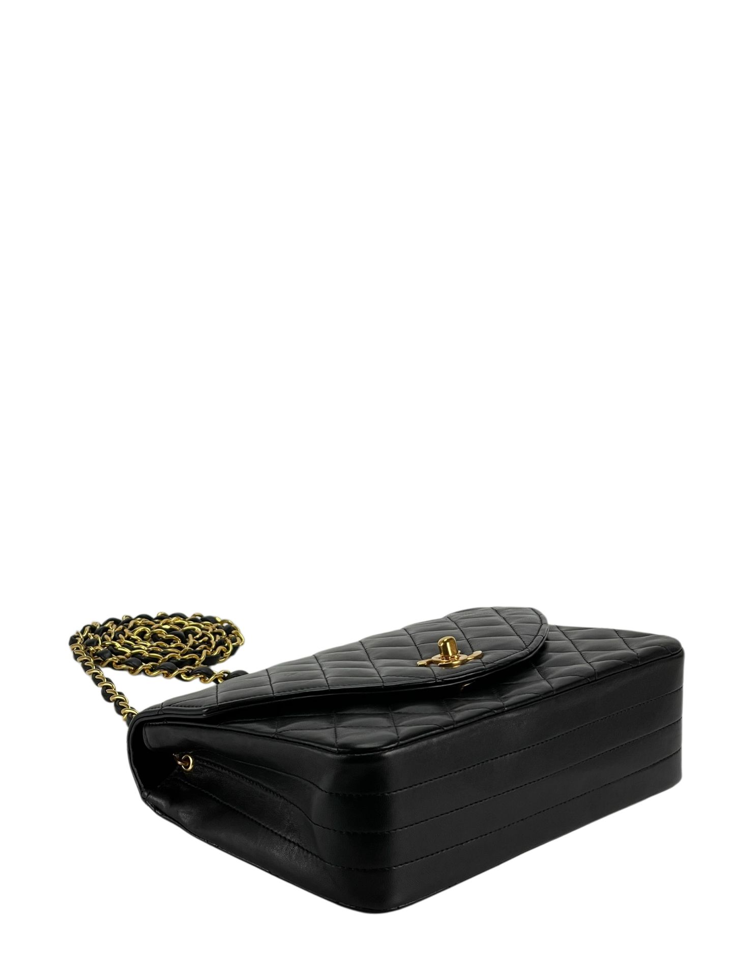 CHANEL - Black Lambskin Matelasse Coco Mark Turnlock Shoulder Bag