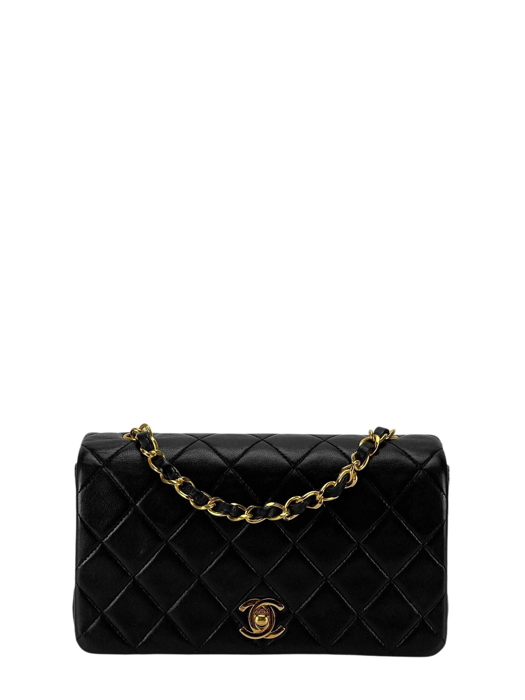 CHANEL - Black Lambskin Quilted Small Single Flap Bag