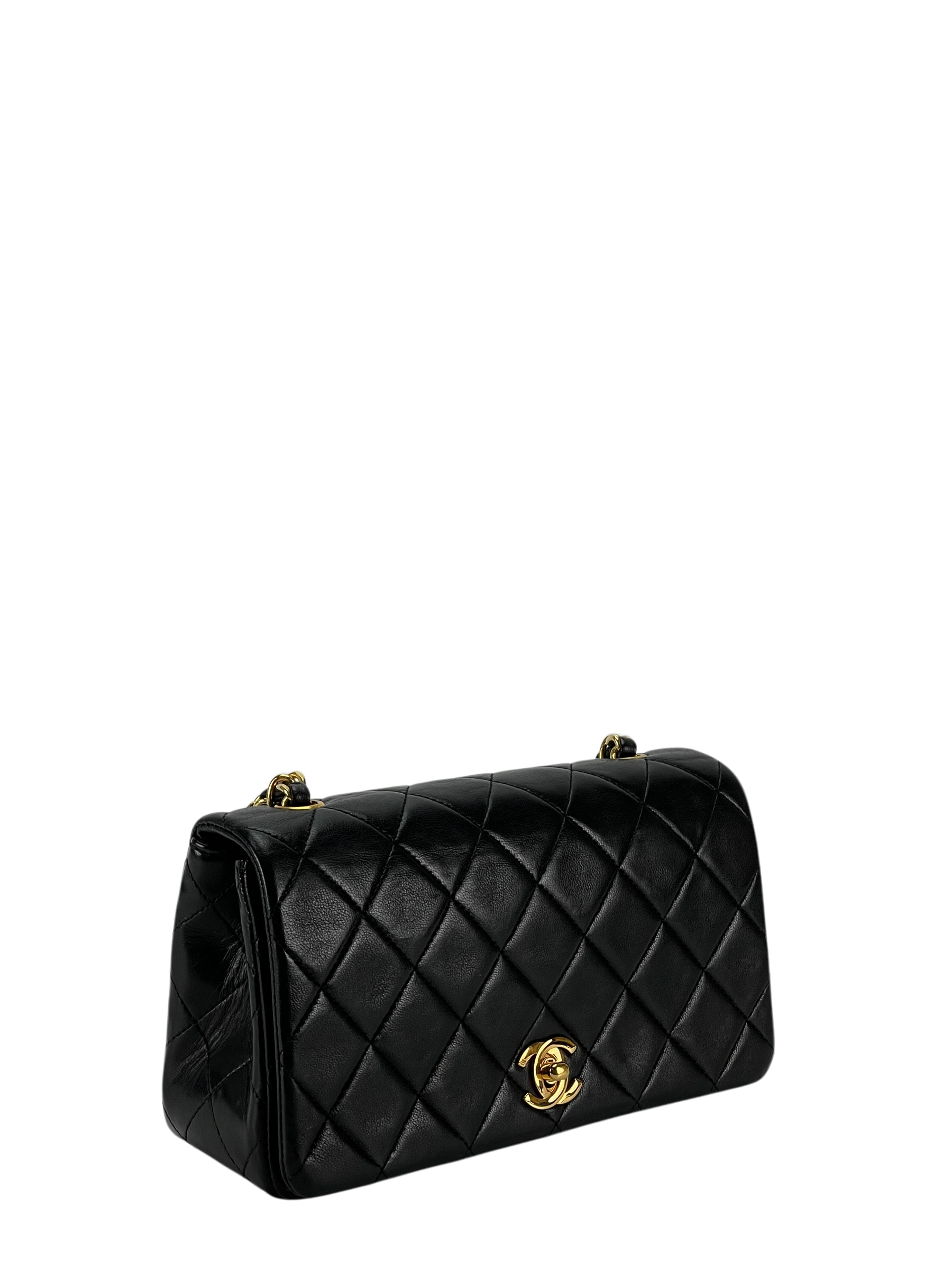 CHANEL - Black Lambskin Quilted Small Single Flap Bag