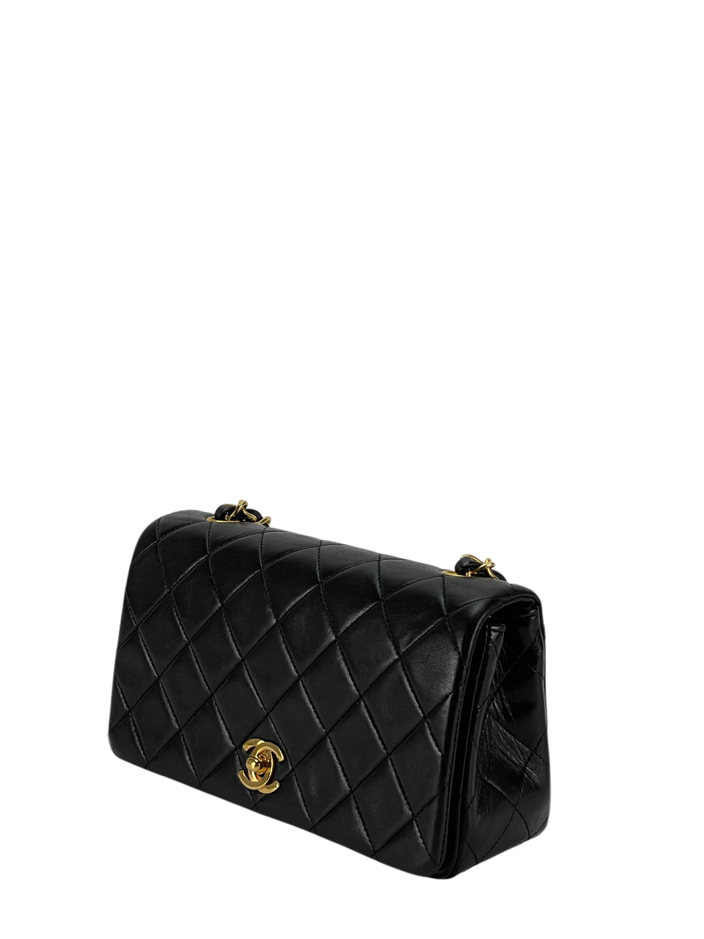 CHANEL - Black Lambskin Quilted Small Single Flap Bag