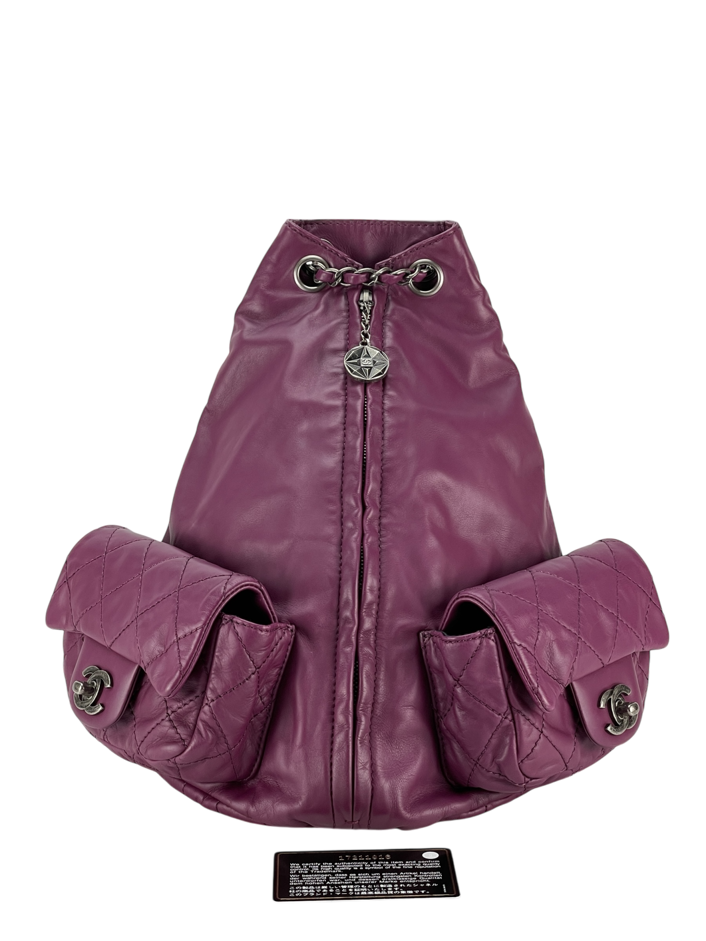 CHANEL - Matelasse Lambskin Chain Backpack Purple Gunmetallic Hardware