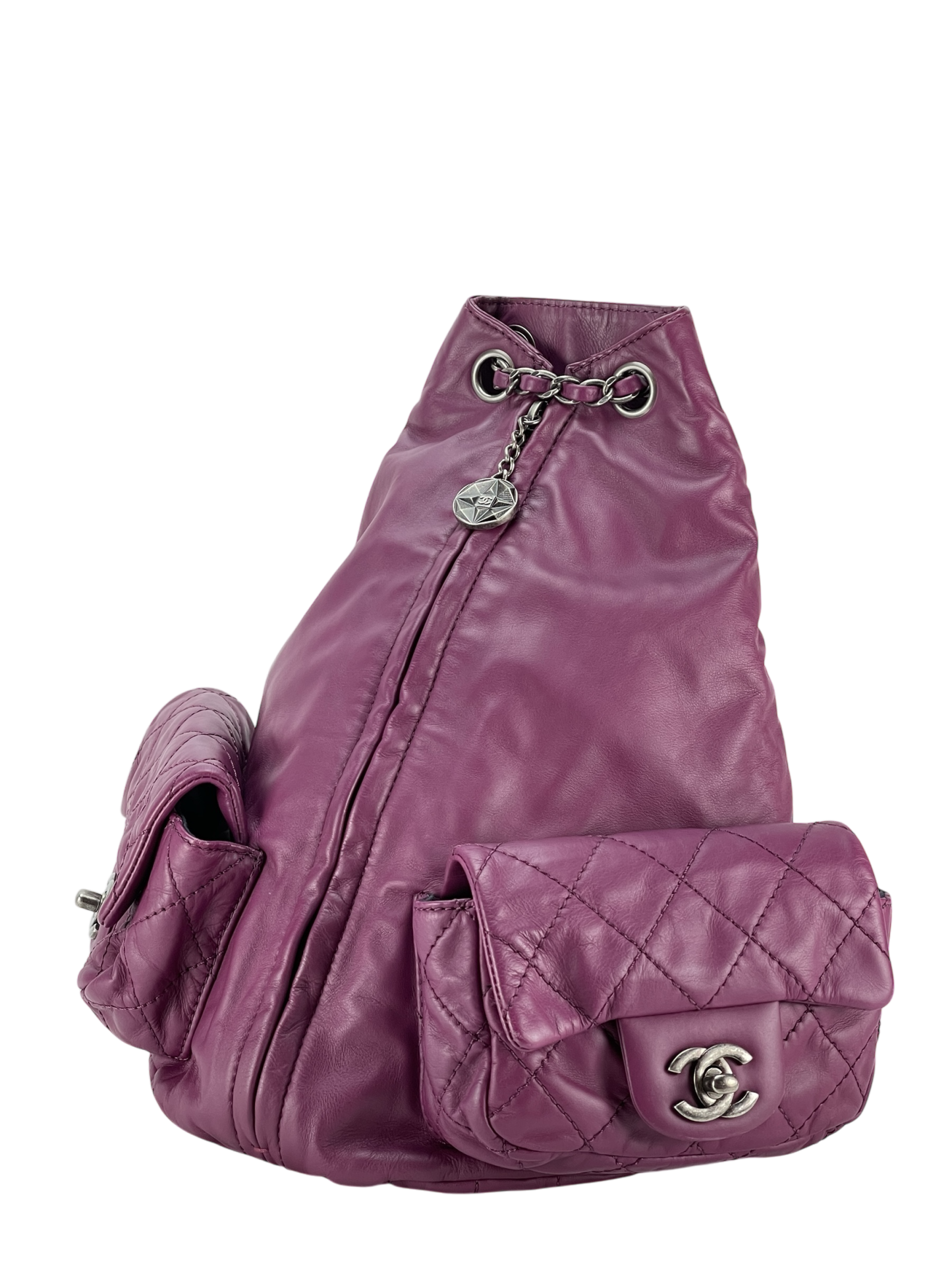 CHANEL - Matelasse Lambskin Chain Backpack Purple Gunmetallic Hardware