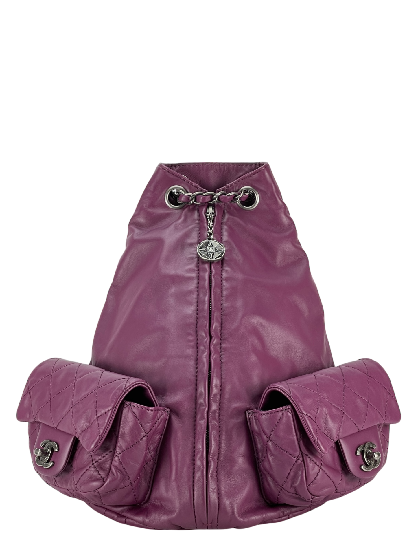 CHANEL - Matelasse Lambskin Chain Backpack Purple Gunmetallic Hardware