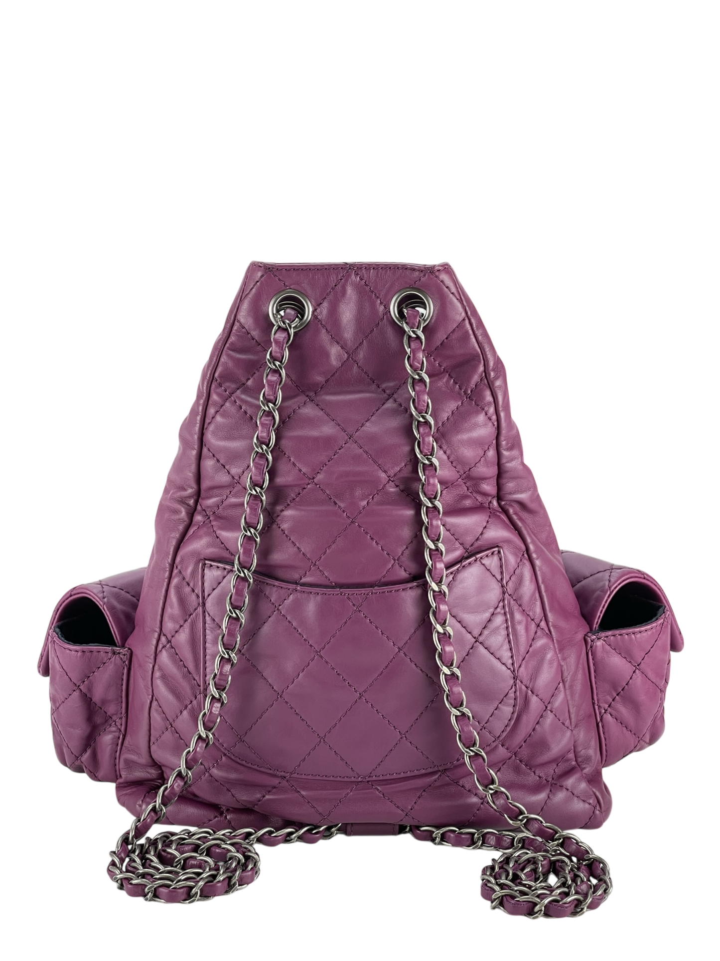 CHANEL - Matelasse Lambskin Chain Backpack Purple Gunmetallic Hardware