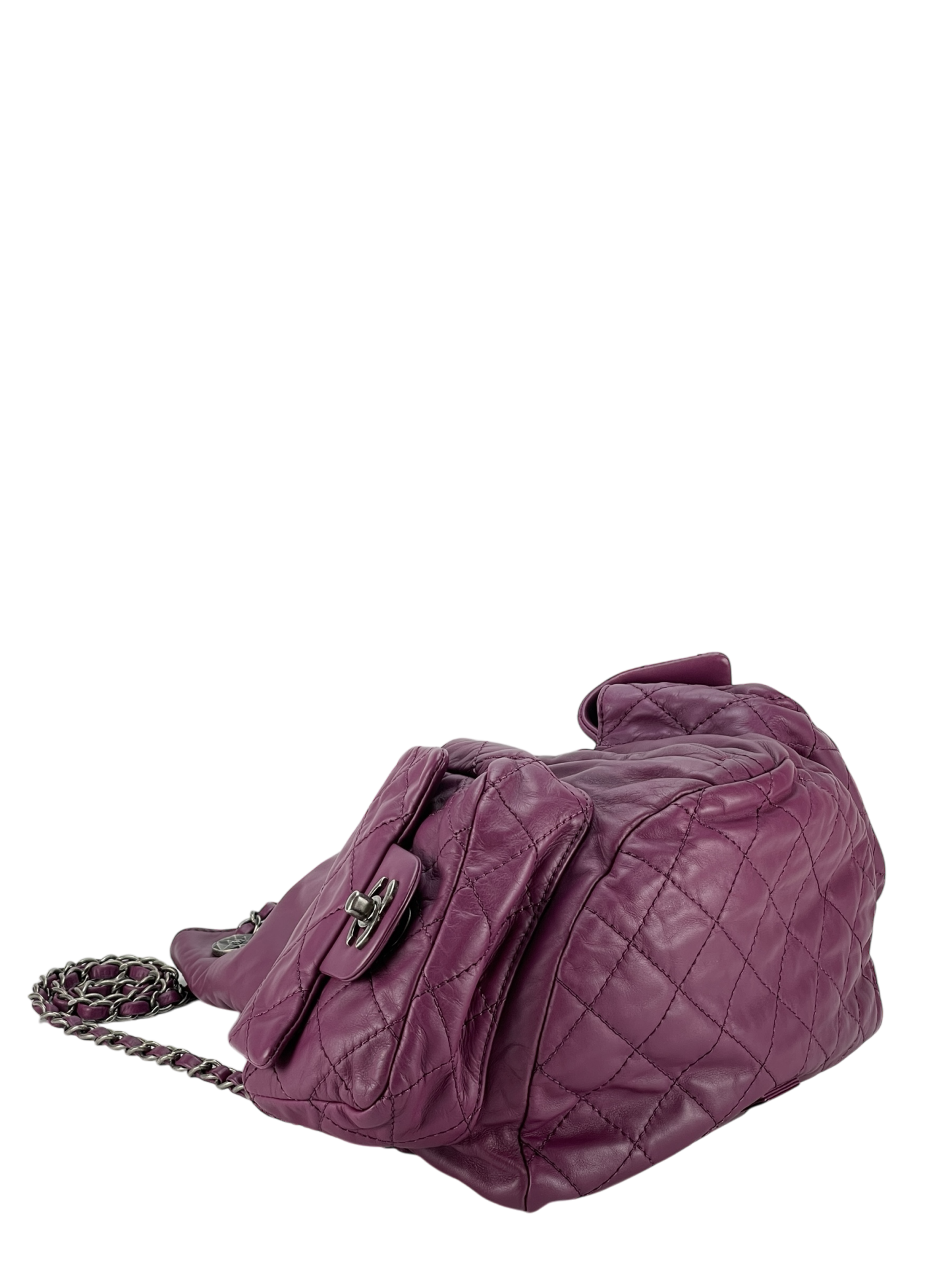 CHANEL - Matelasse Lambskin Chain Backpack Purple Gunmetallic Hardware