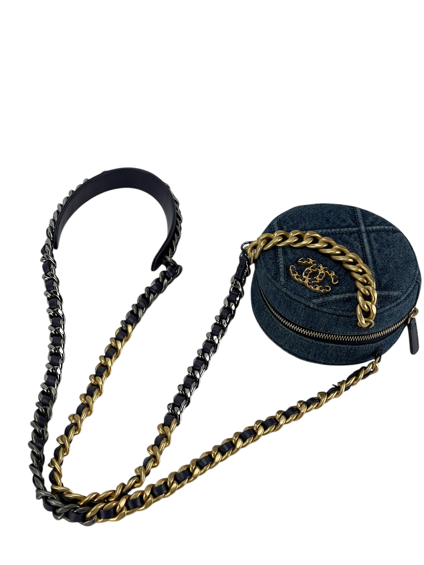 CHANEL - 19 Round Clutch Blue Denim bag