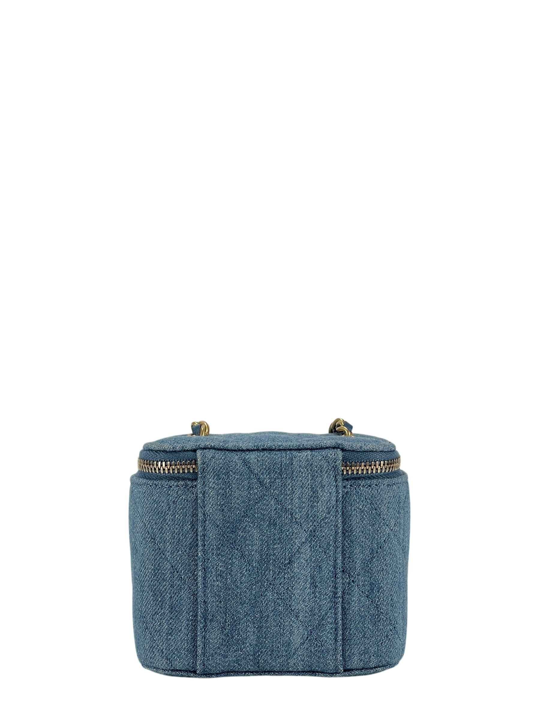 CHANEL - Blue Mini Denim Pearl Crush Vanity Chain Shoulder Bag