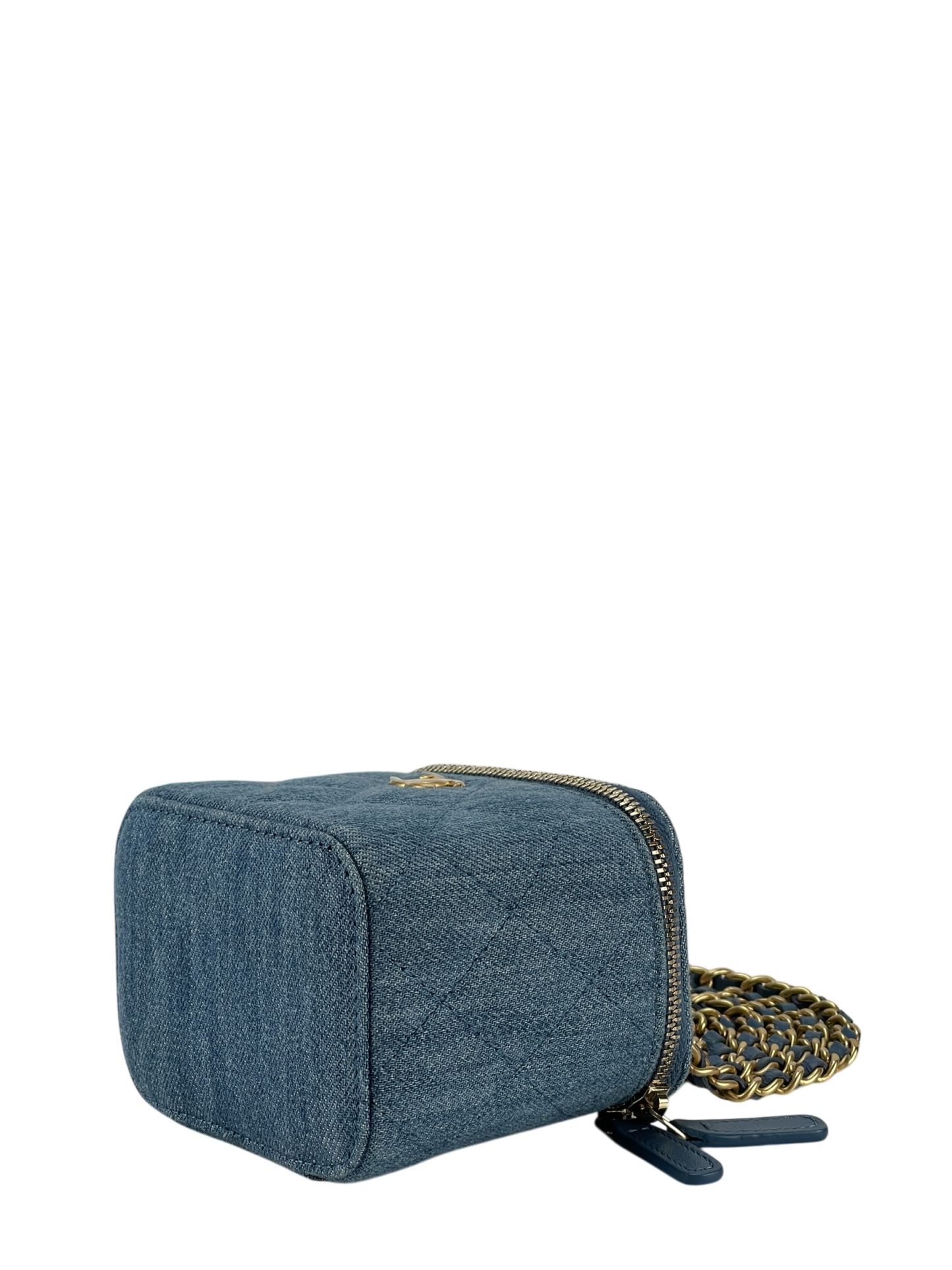 CHANEL - Blue Mini Denim Pearl Crush Vanity Chain Shoulder Bag