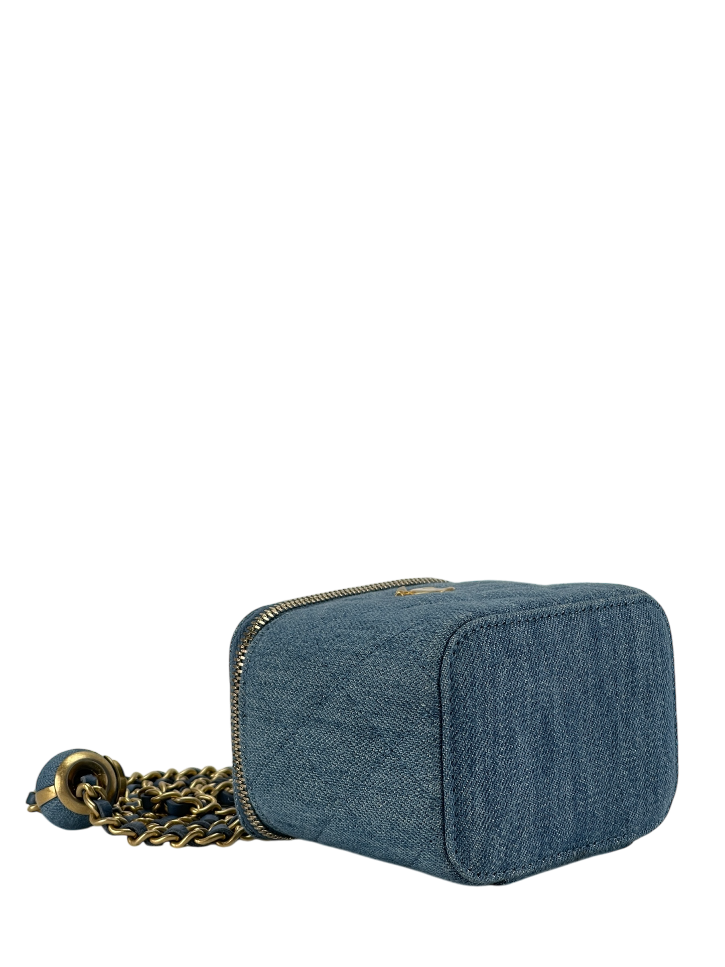 CHANEL - Blue Mini Denim Pearl Crush Vanity Chain Shoulder Bag