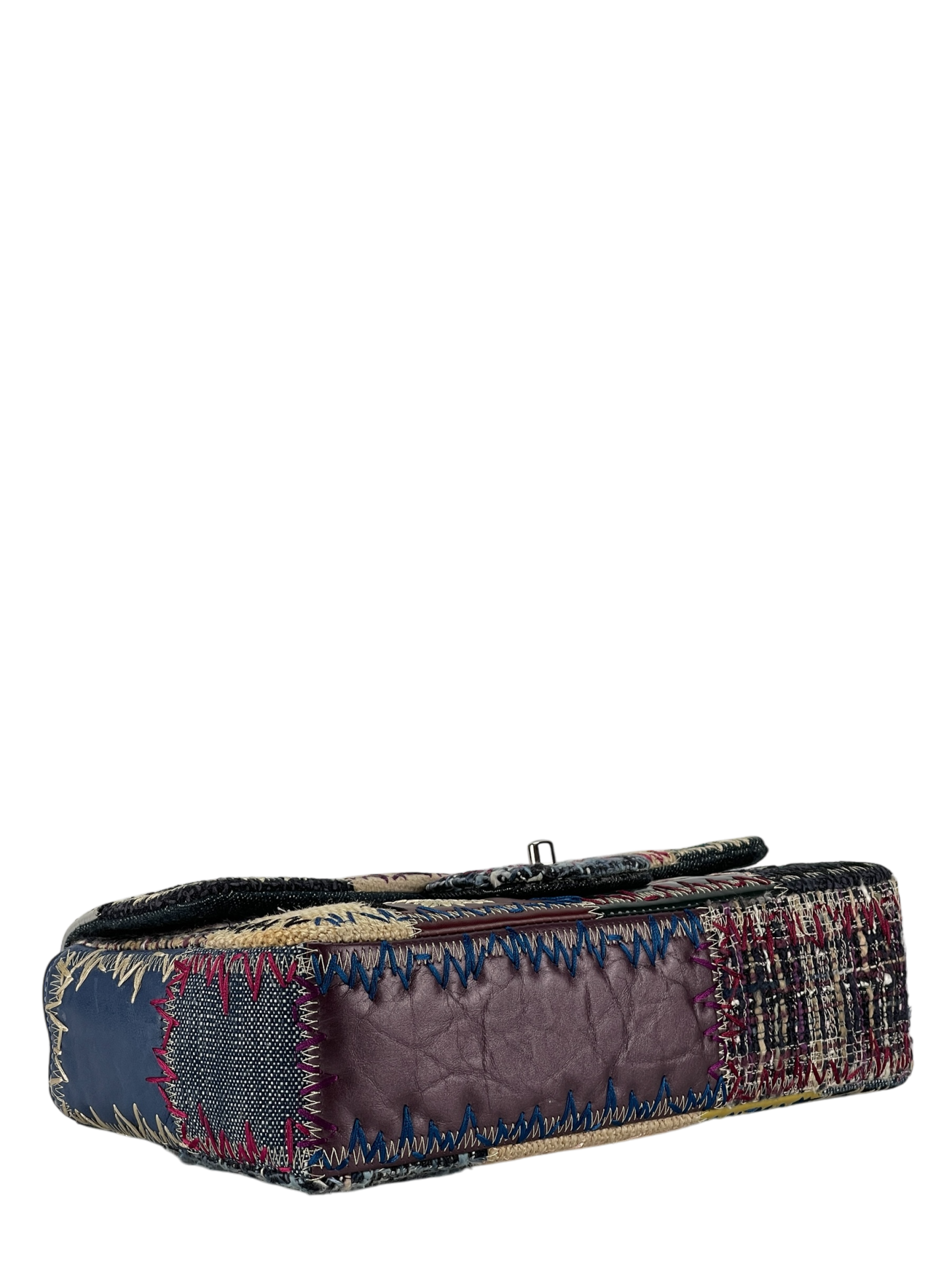 CHANEL - 2012 Patchwork Classic Flap Double Chain Shoulder Bag Tweed (CF25)