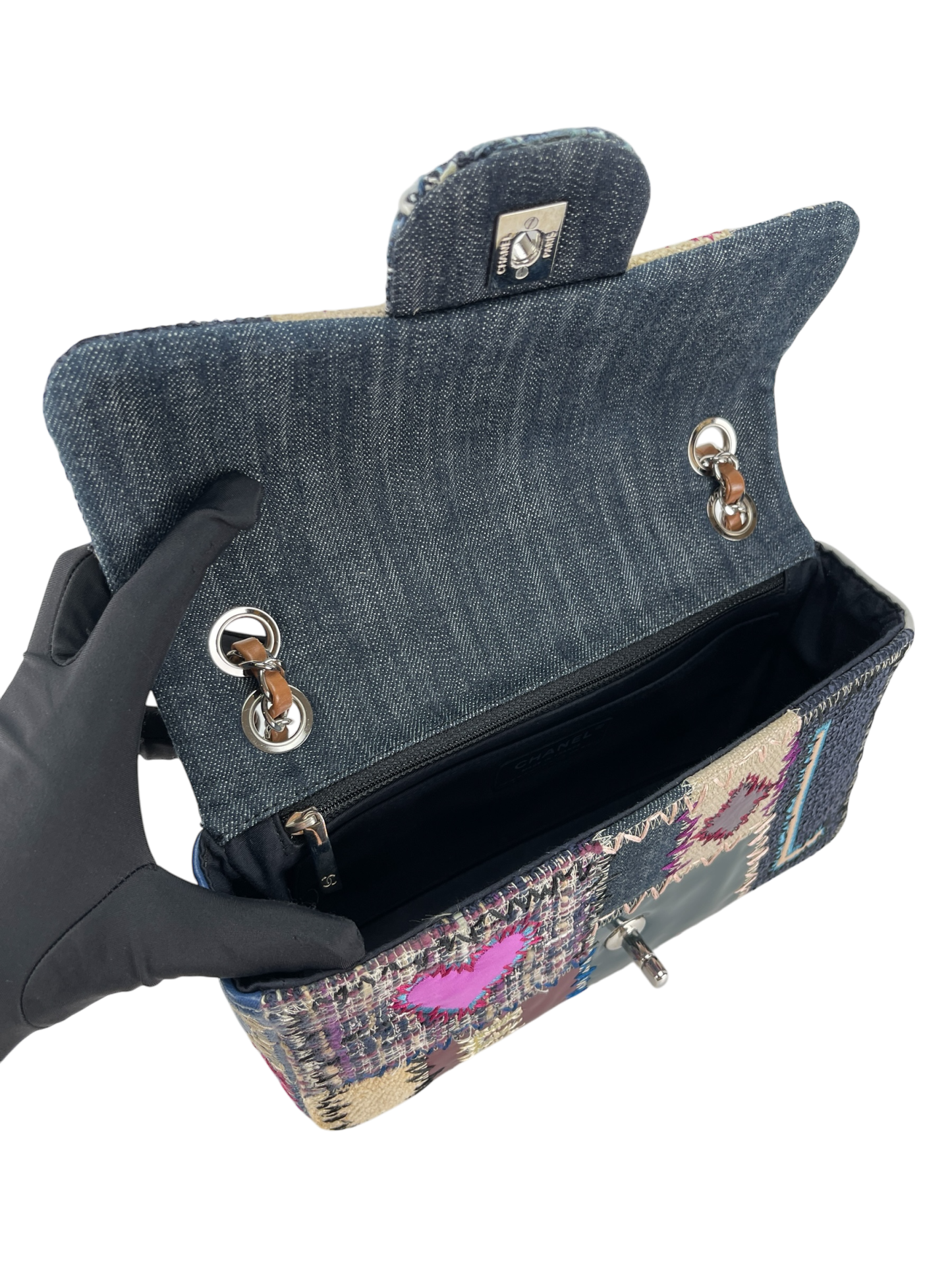 CHANEL - 2012 Patchwork Classic Flap Double Chain Shoulder Bag Tweed (CF25)