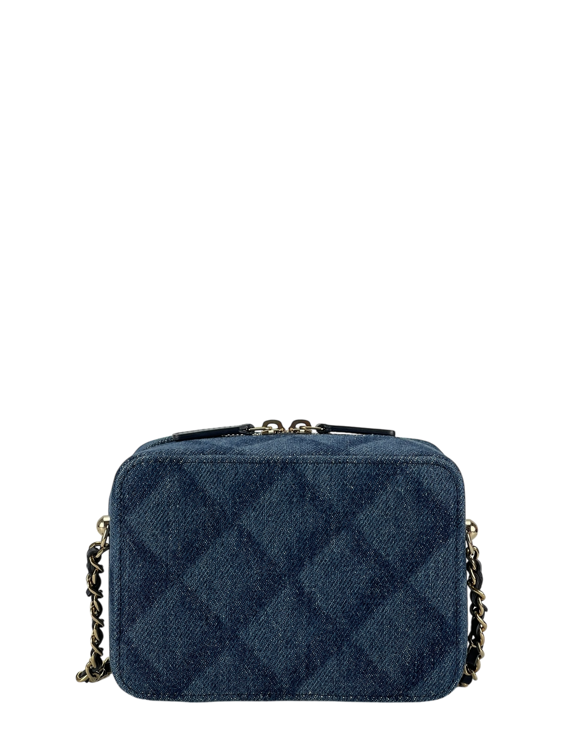 CHANEL - 22B Denim Crush Zip Around Chain Vanity Camera Case