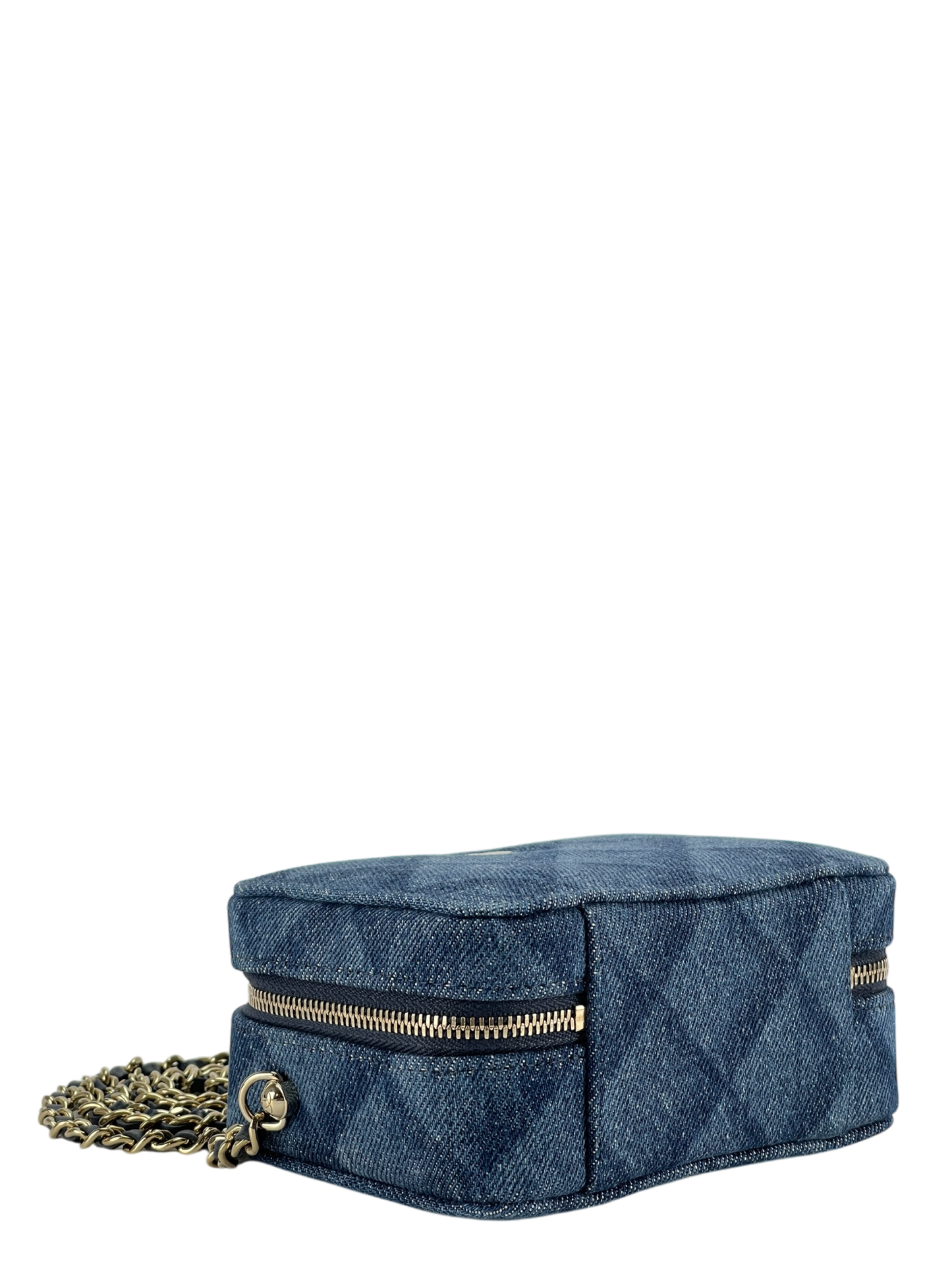 CHANEL - 22B Denim Crush Zip Around Chain Vanity Camera Case
