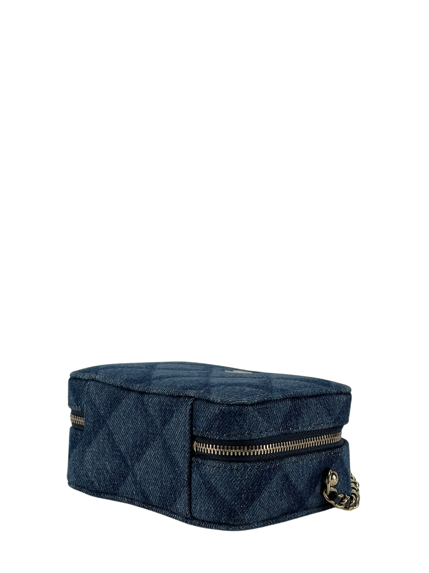 CHANEL - 22B Denim Crush Zip Around Chain Vanity Camera Case