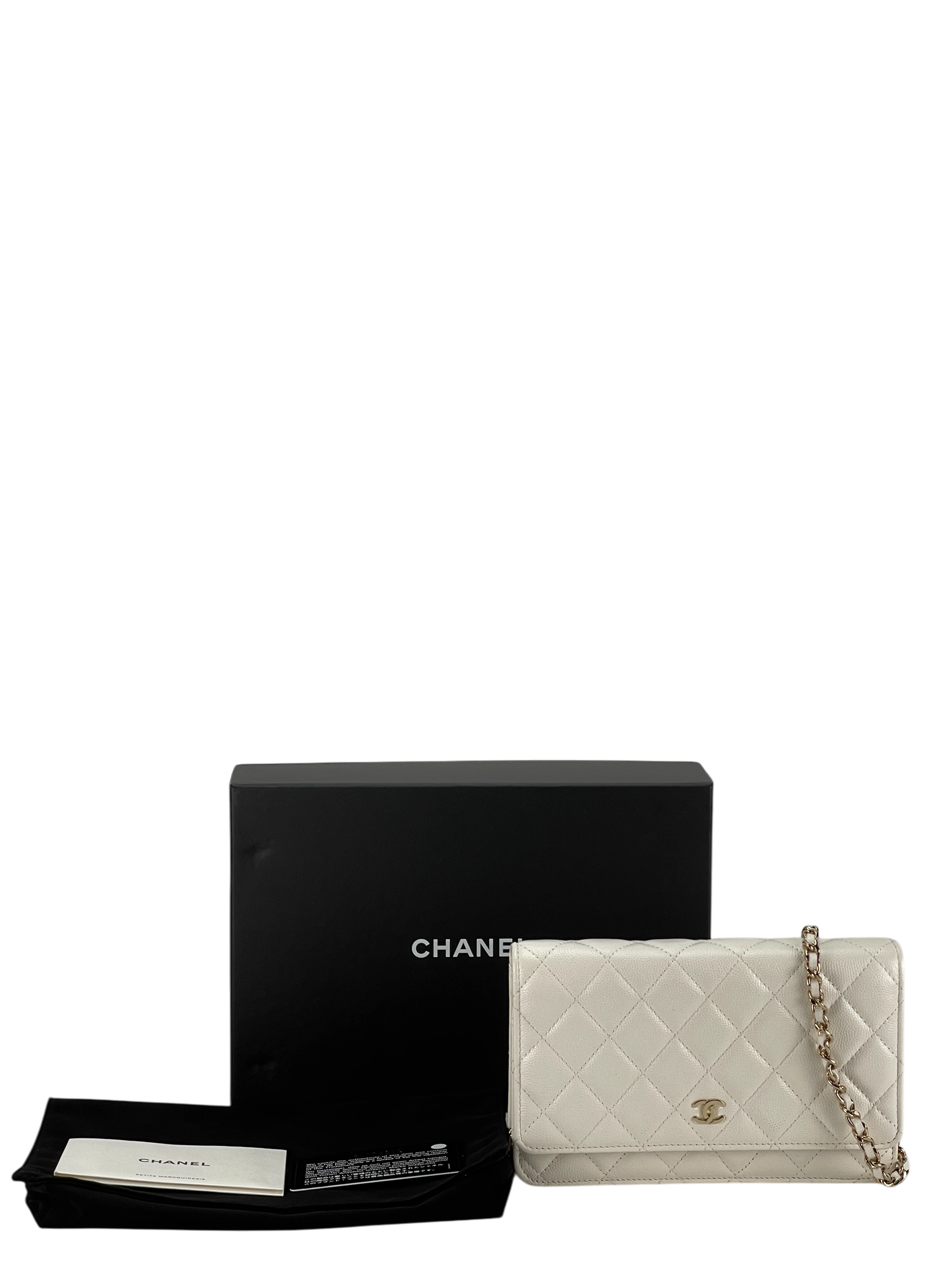 CHANEL - White WOC Cavair Leather Crossbody Bag