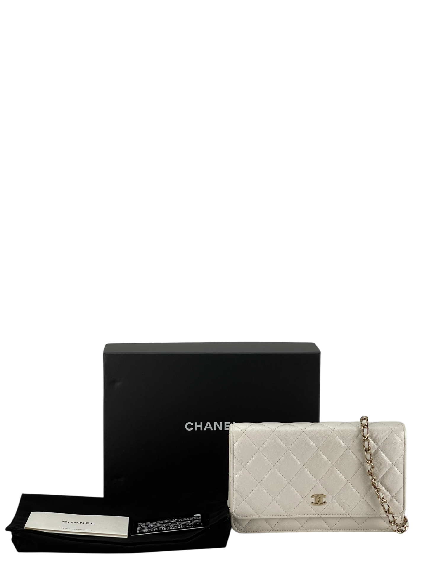 CHANEL - White WOC Cavair Leather Crossbody Bag
