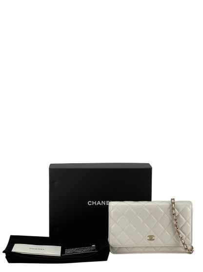 CHANEL - White WOC Cavair Leather Crossbody Bag
