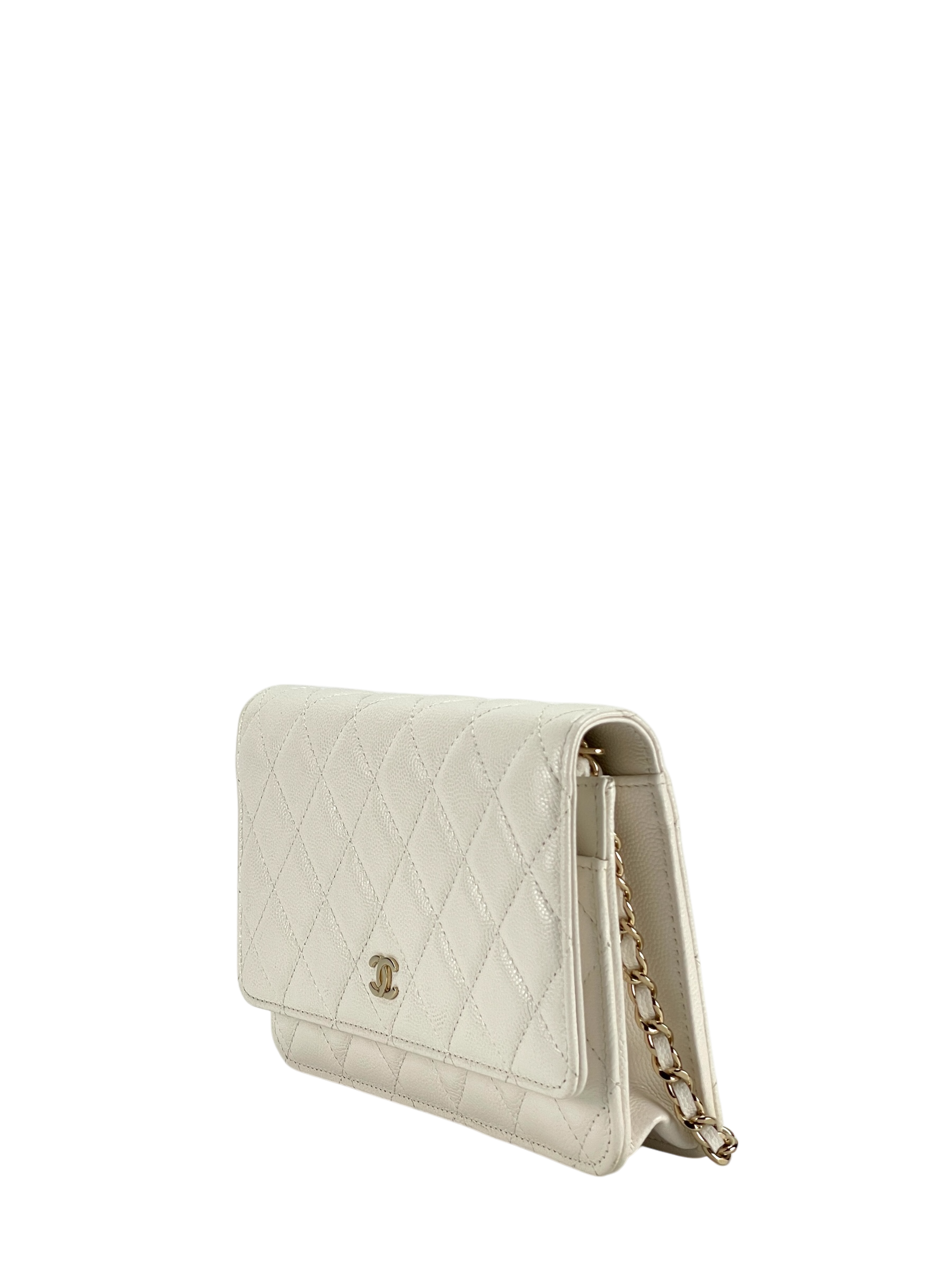 CHANEL - White WOC Cavair Leather Crossbody Bag
