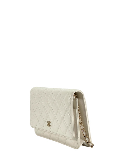 CHANEL - White WOC Cavair Leather Crossbody Bag