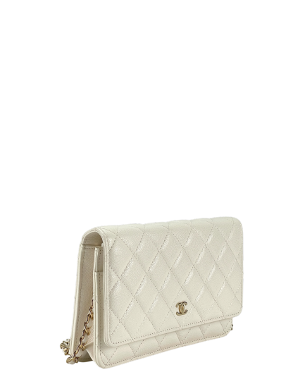 CHANEL - White WOC Cavair Leather Crossbody Bag