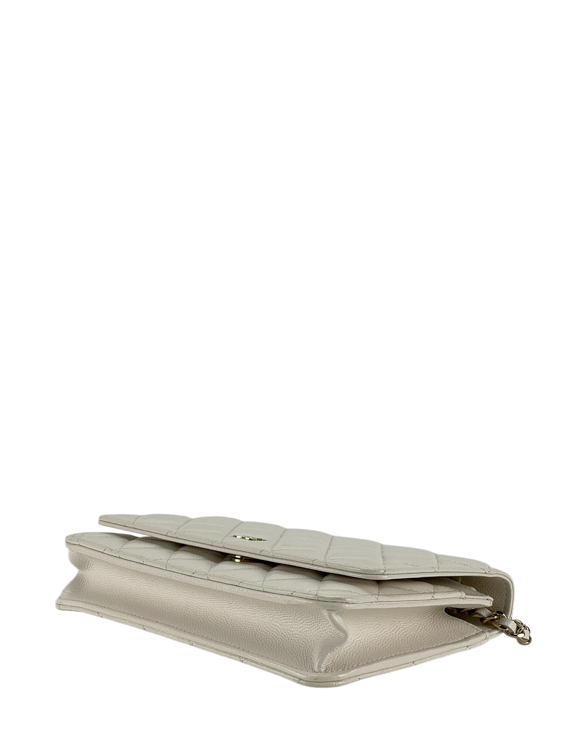 CHANEL - White WOC Cavair Leather Crossbody Bag