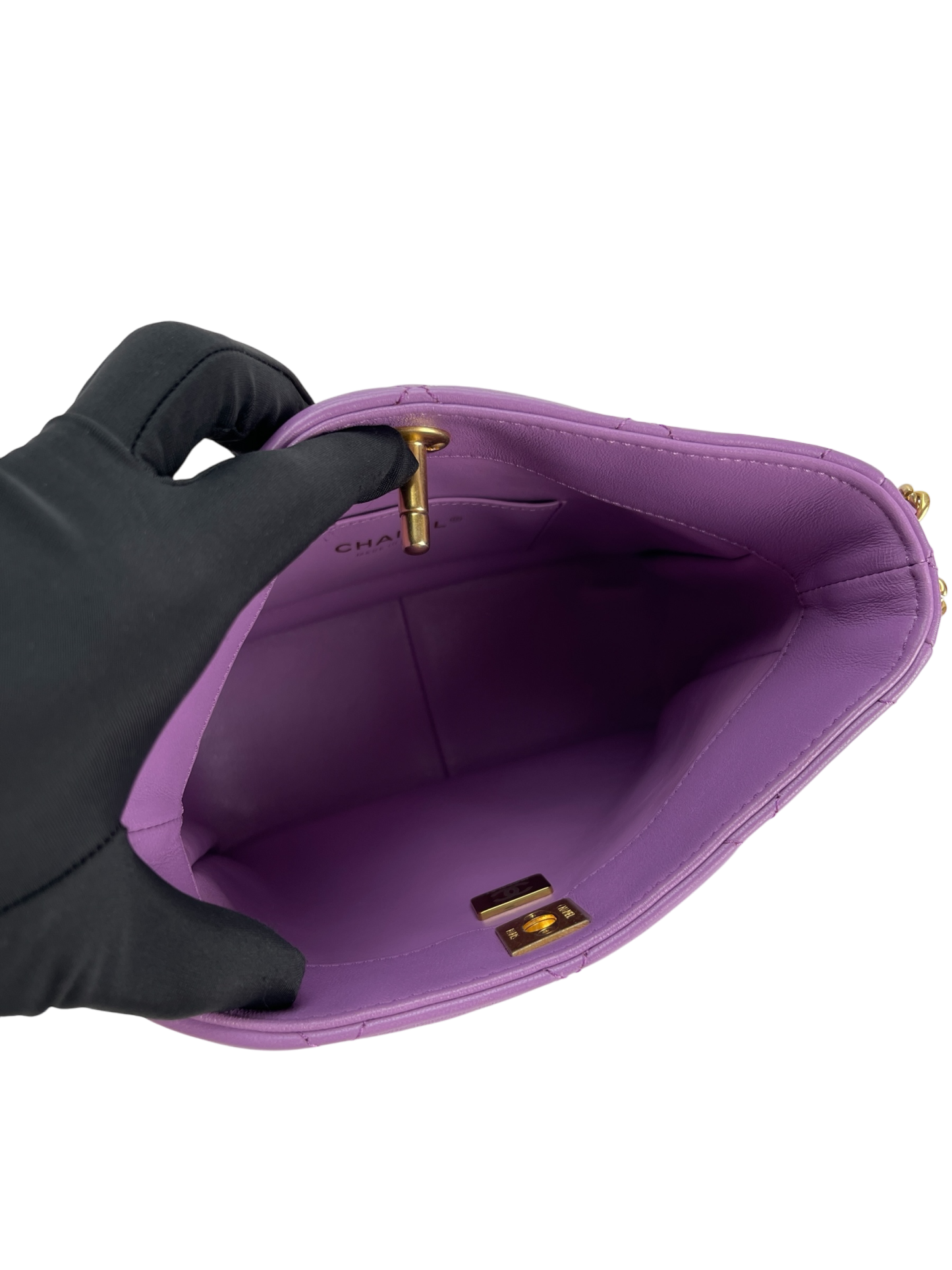 CHANEL - 22S Purple Lambskin Quilted Hobo Bag Logo Chain Gold Hardware