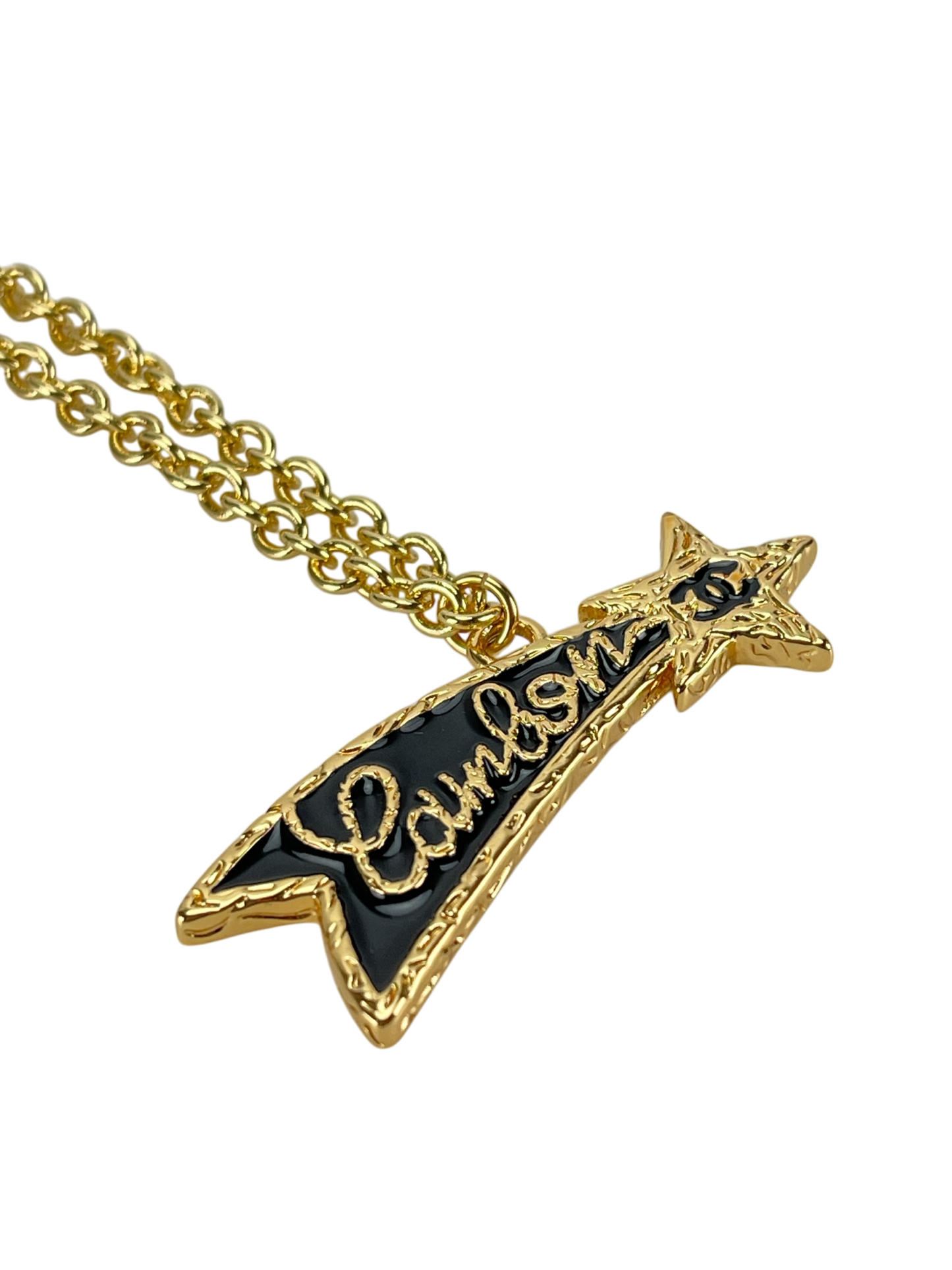 CHANEL - 24C Gold Black Metal Shooting Star Necklace