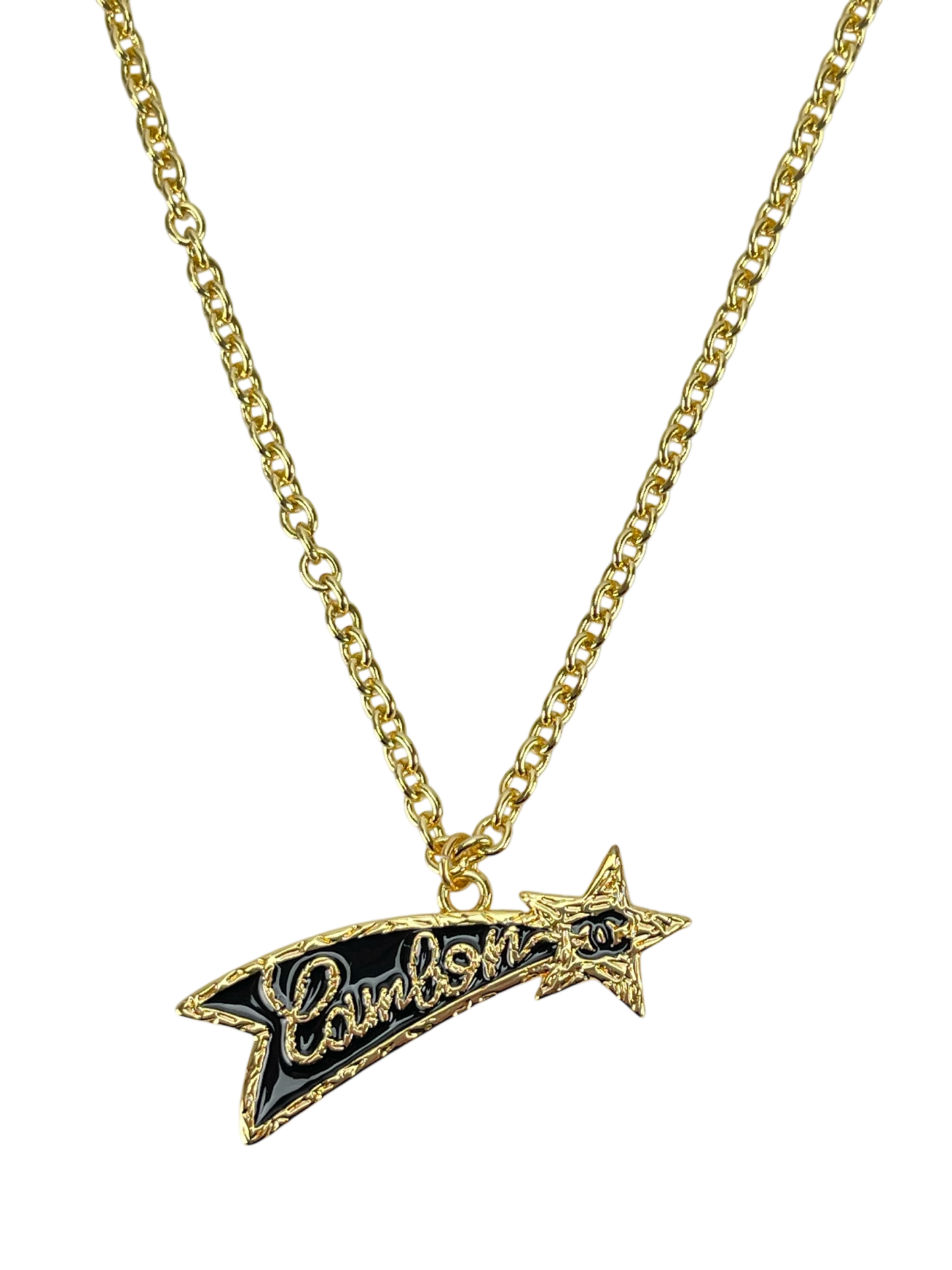CHANEL - 24C Gold Black Metal Shooting Star Necklace