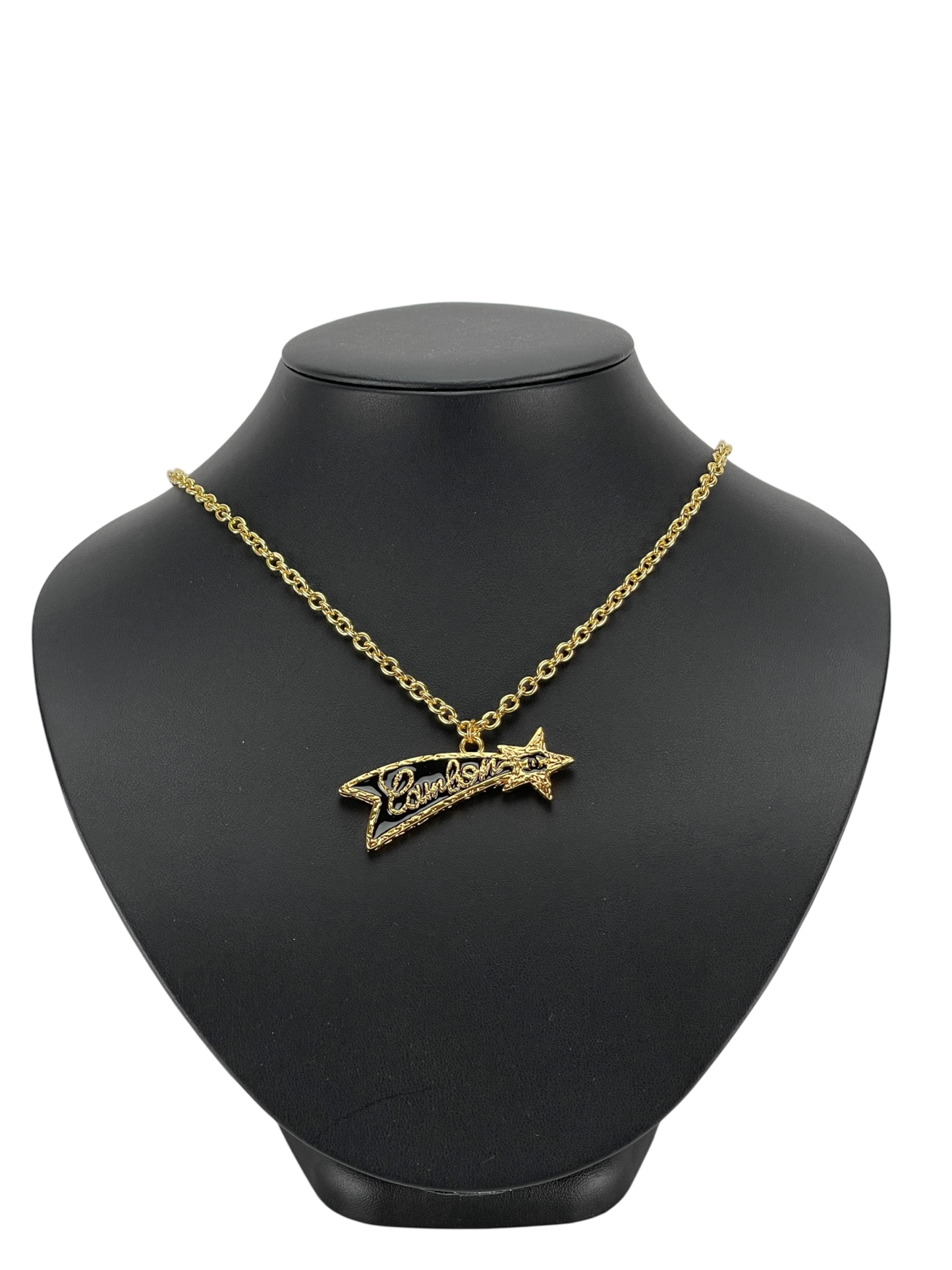 CHANEL - 24C Gold Black Metal Shooting Star Necklace