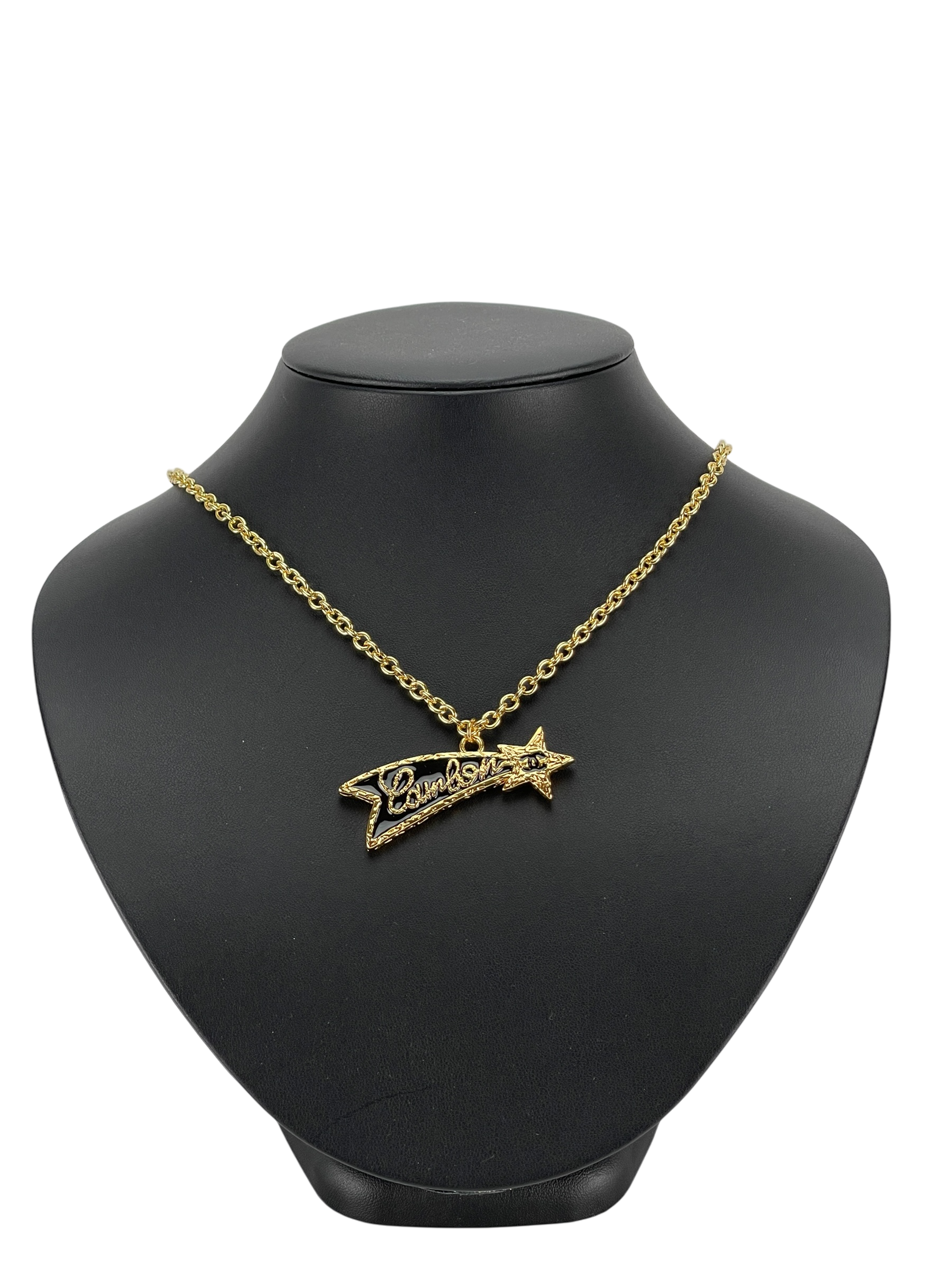 CHANEL - 24C Gold Black Metal Shooting Star Necklace