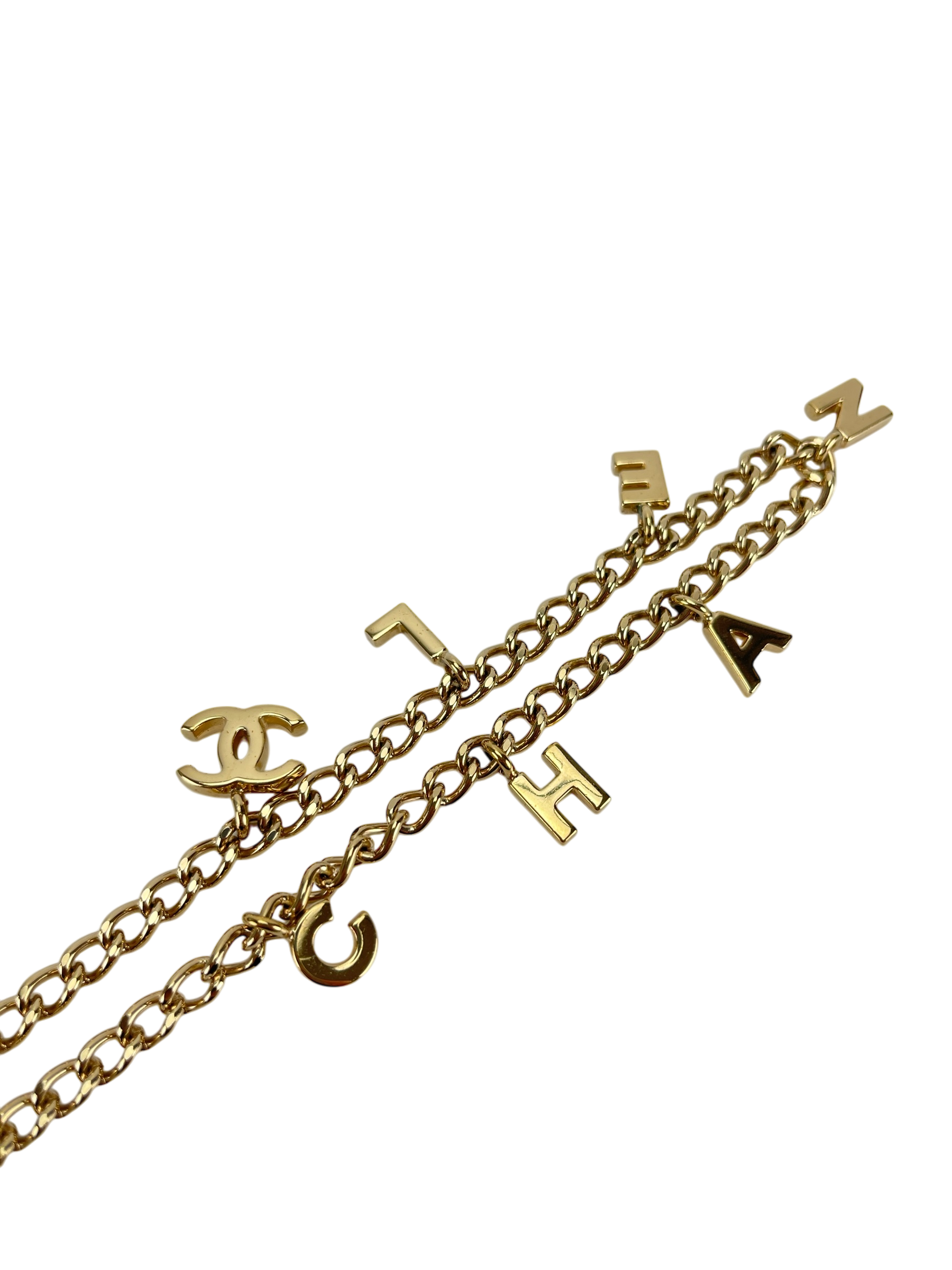 CHANEL -  02A Gold Logo Charm Necklace 