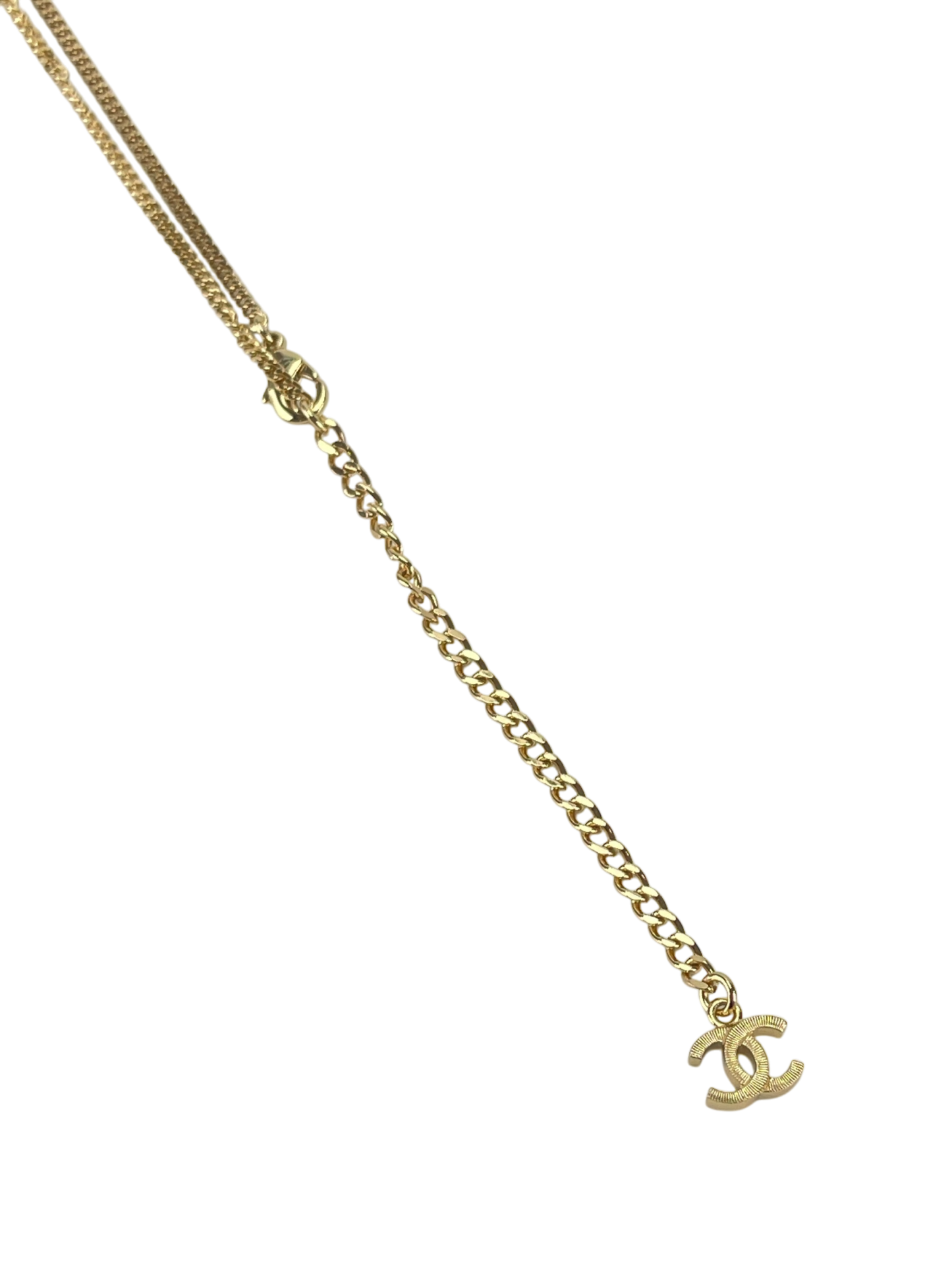 CHANEL - 24A Gold Crystal Pearl Pendant Heart Long Necklace