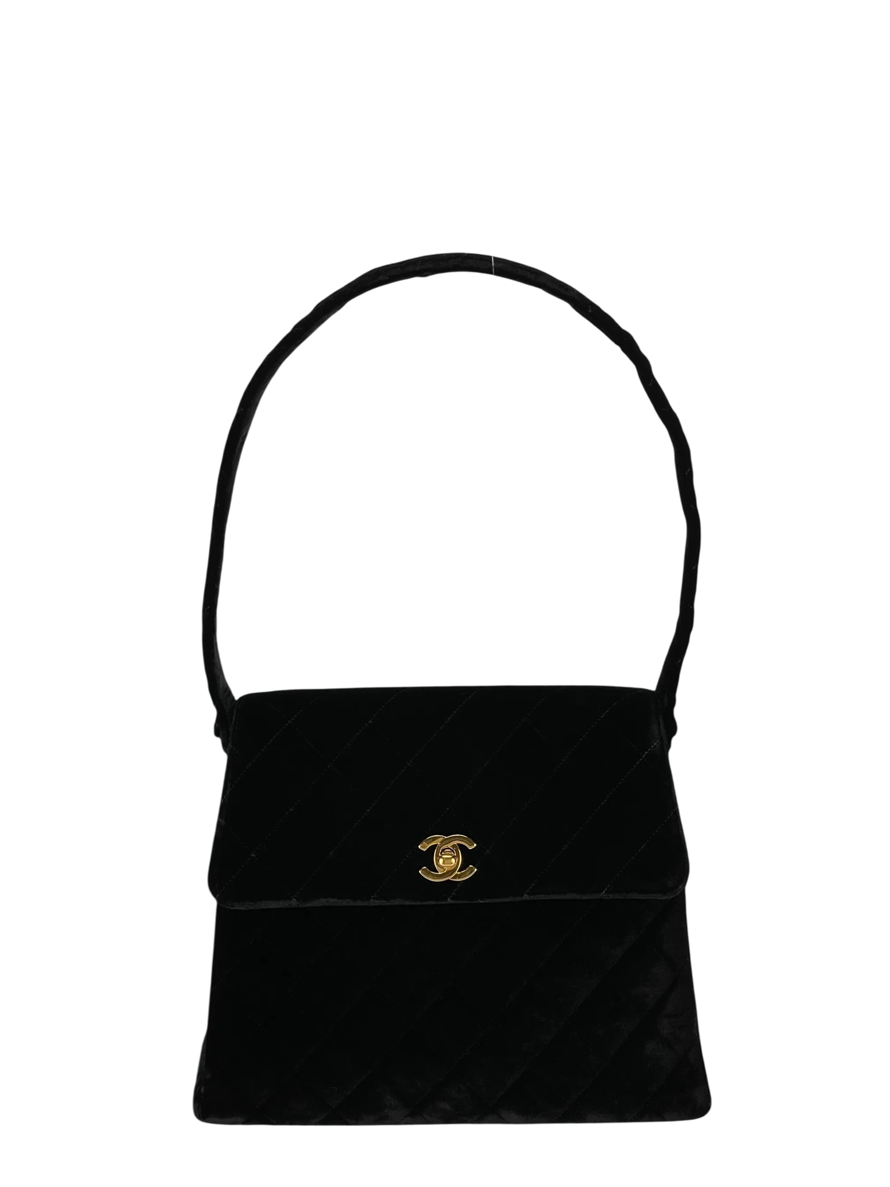 CHANEL - Black Velvet Kelly Handbag